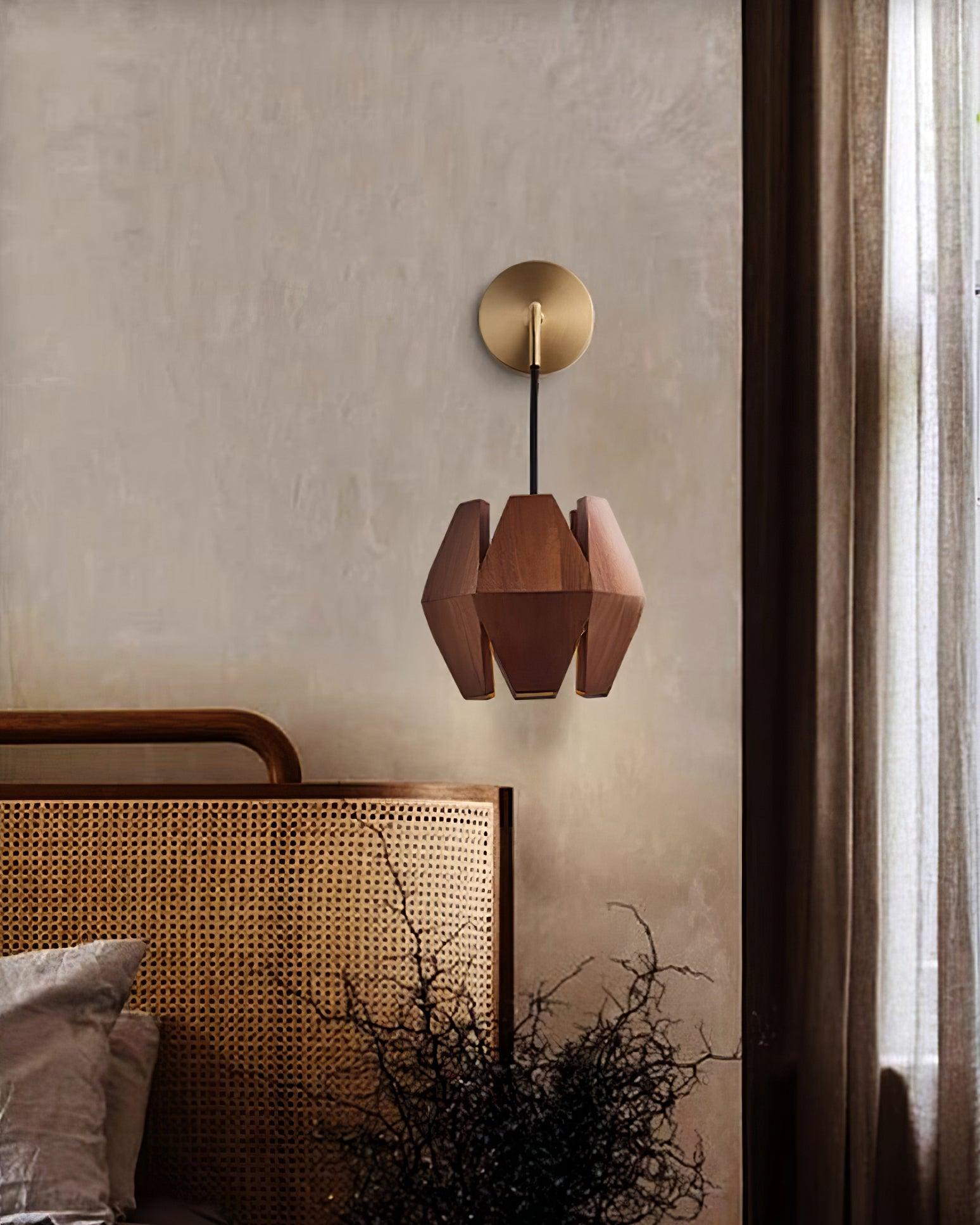 Wall Lamp Geometric Wood Shade Warm Glow Nordic Minimalist Accent - Neutralighting
