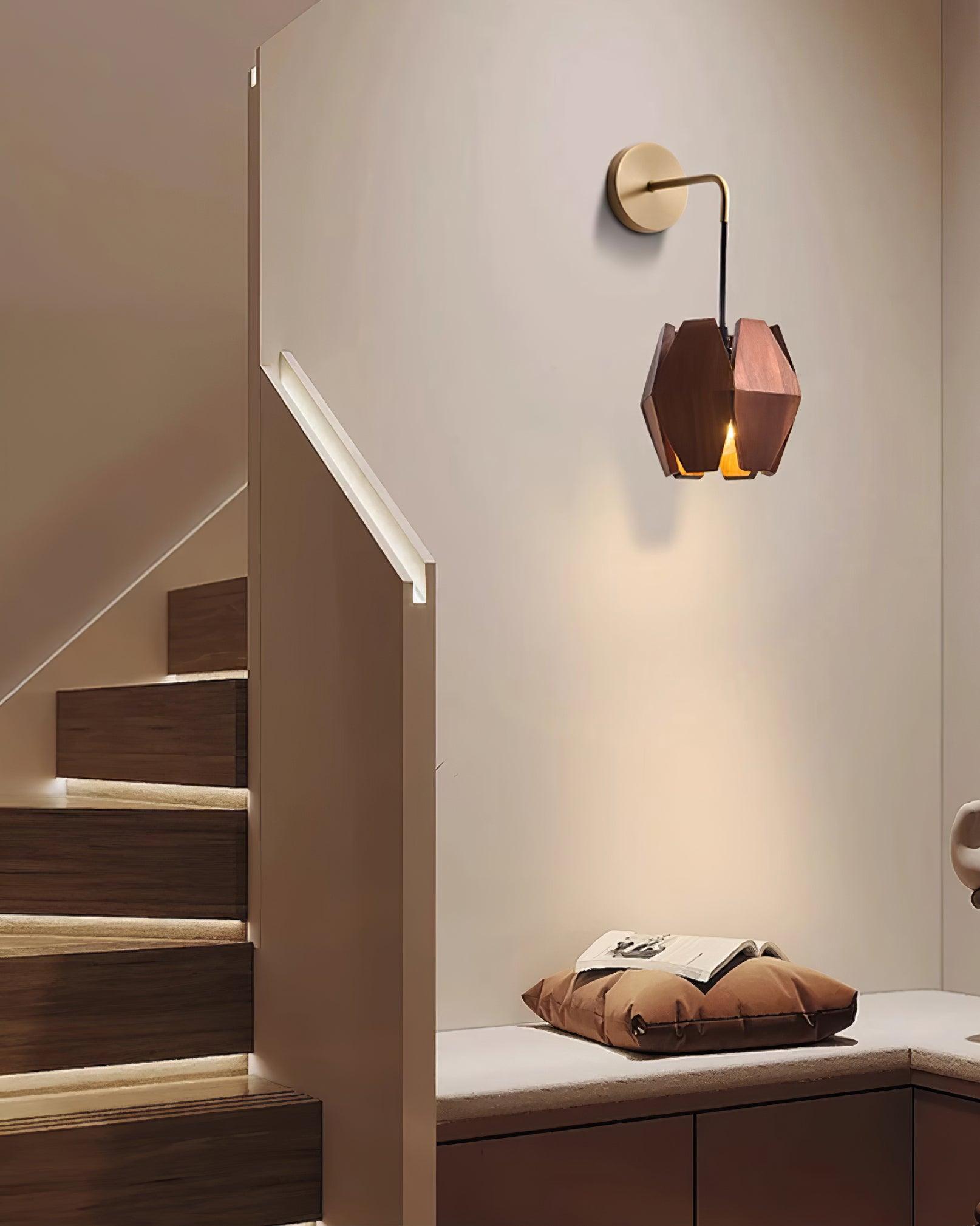 Wall Lamp Geometric Wood Shade Warm Glow Nordic Minimalist Accent - Neutralighting