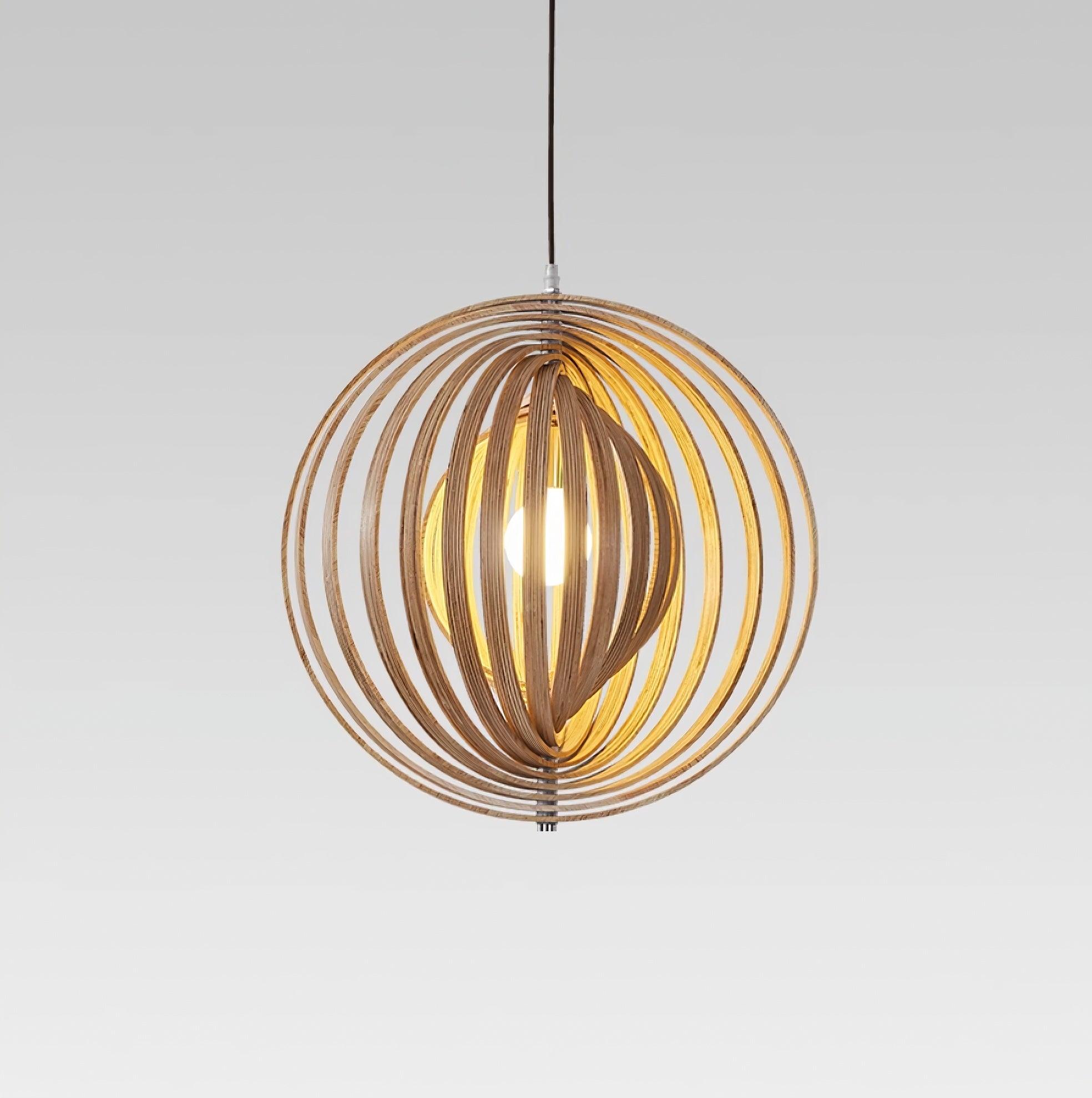 Pendant Lamp Wood Rings Sphere Organic Minimalist Ambient - Neutralighting