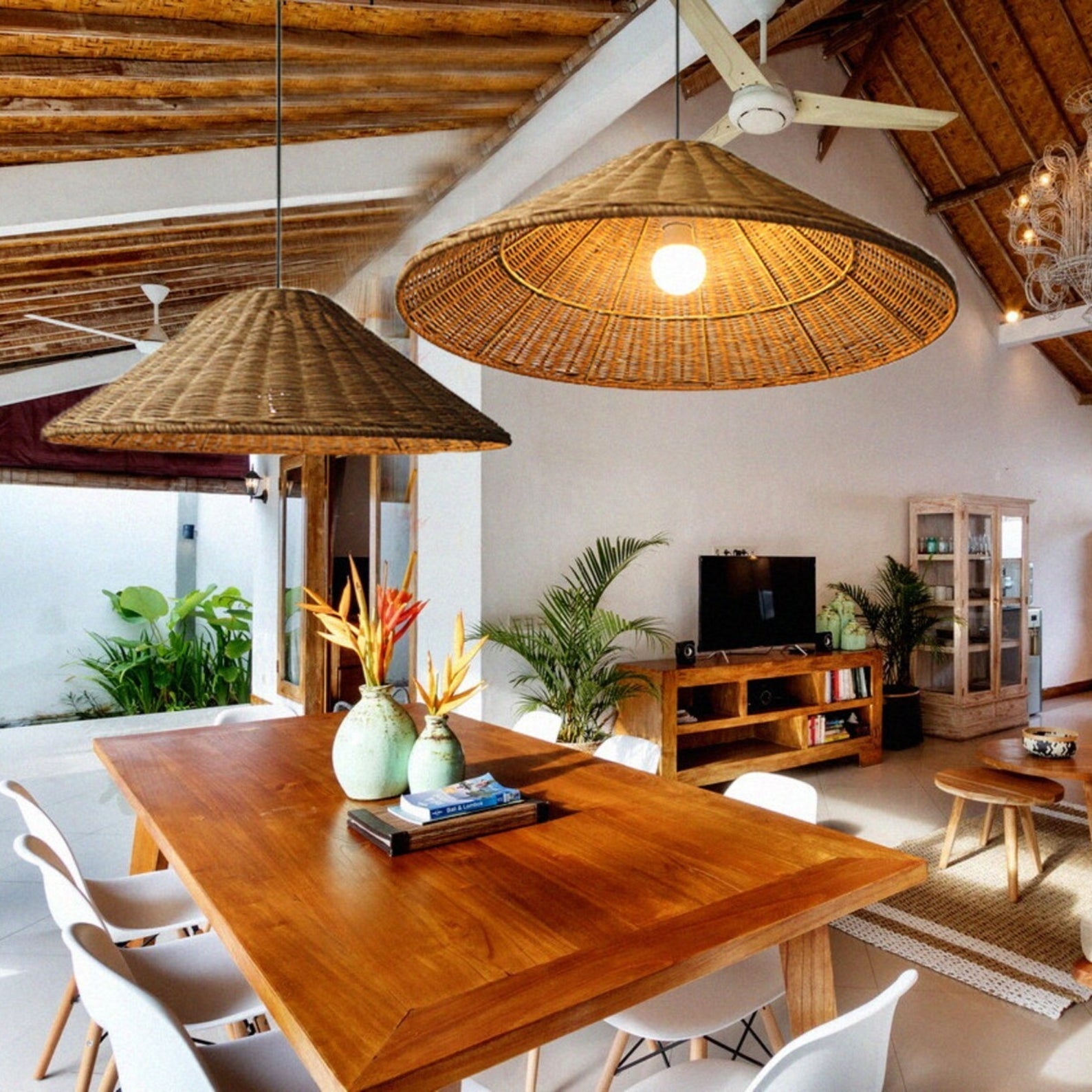 Muto Vintage Handmade LED Rattan Pendant Light Living Room - Neutralighting