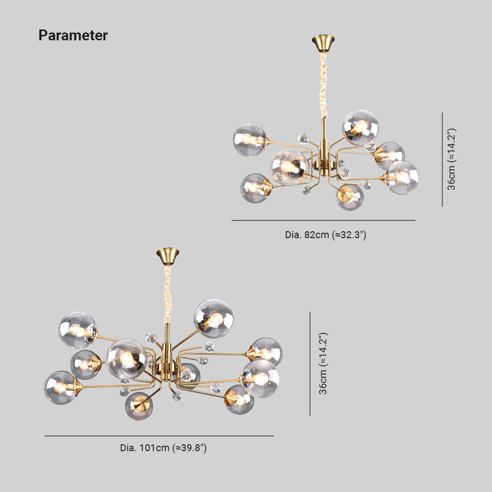Valentina Nordic Modern Chandelier Clear/Grey Metal Living Room - Neutralighting