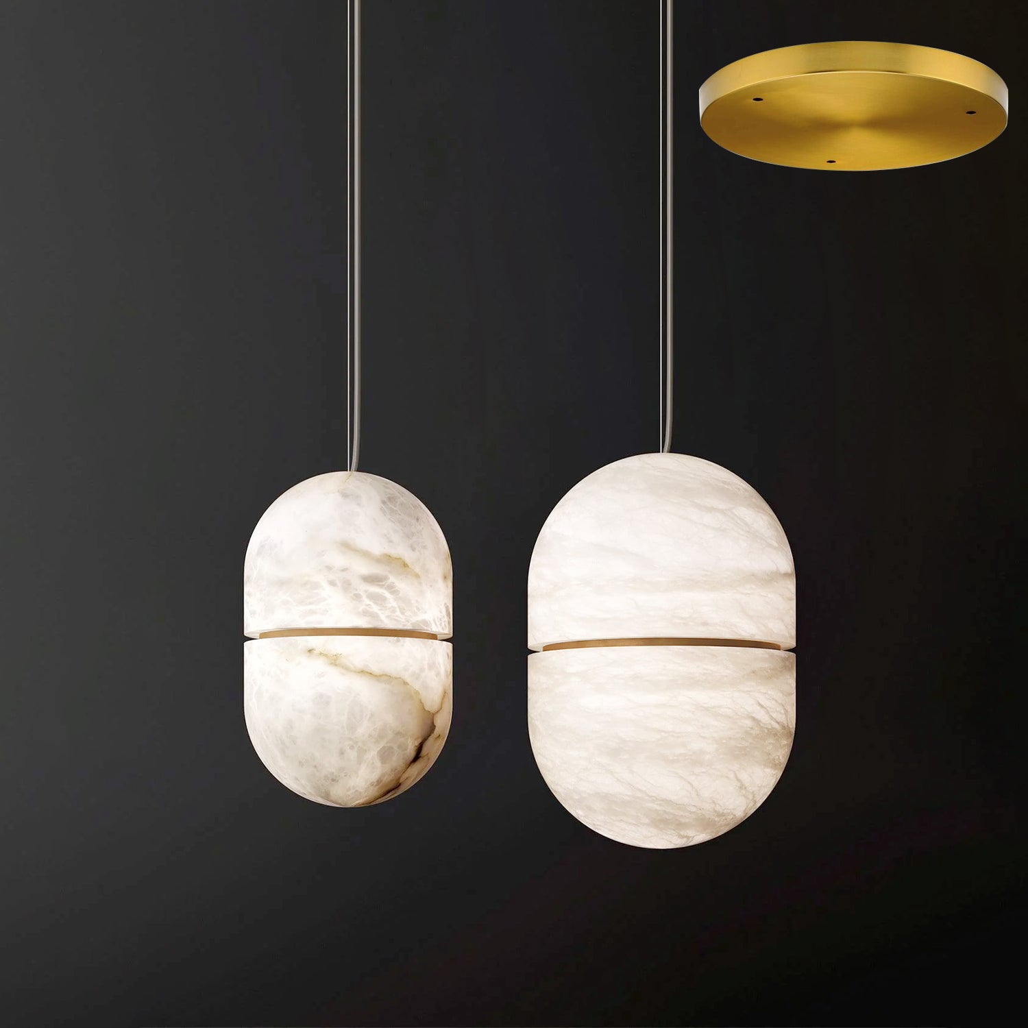Strata Alabaster Pendant Light Capsule-shaped - Neutralighting