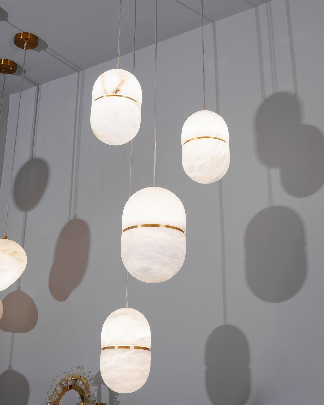 Strata Alabaster Pendant Light Capsule-shaped - Neutralighting