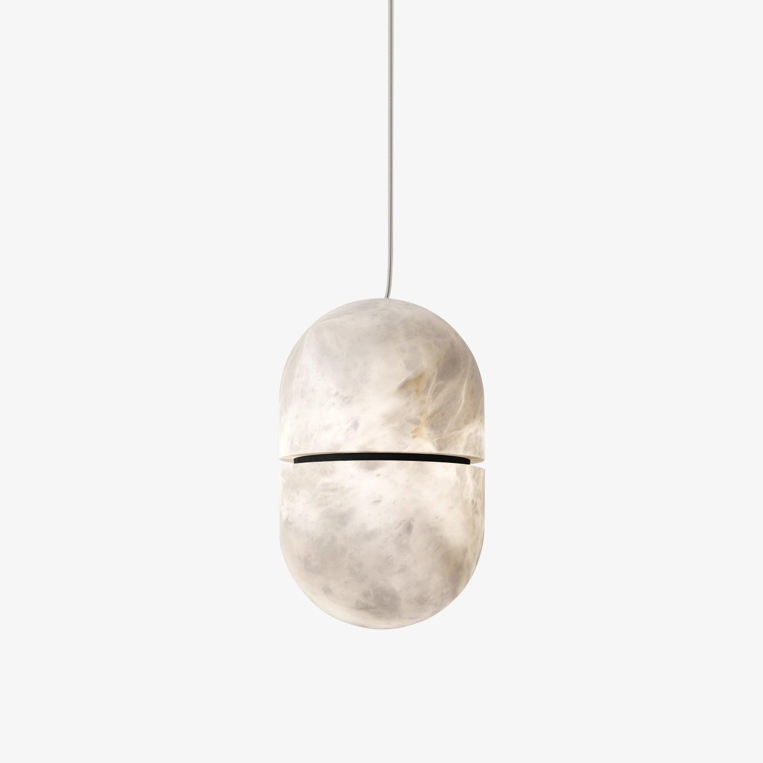 Strata Alabaster Pendant Light Capsule-shaped - Neutralighting