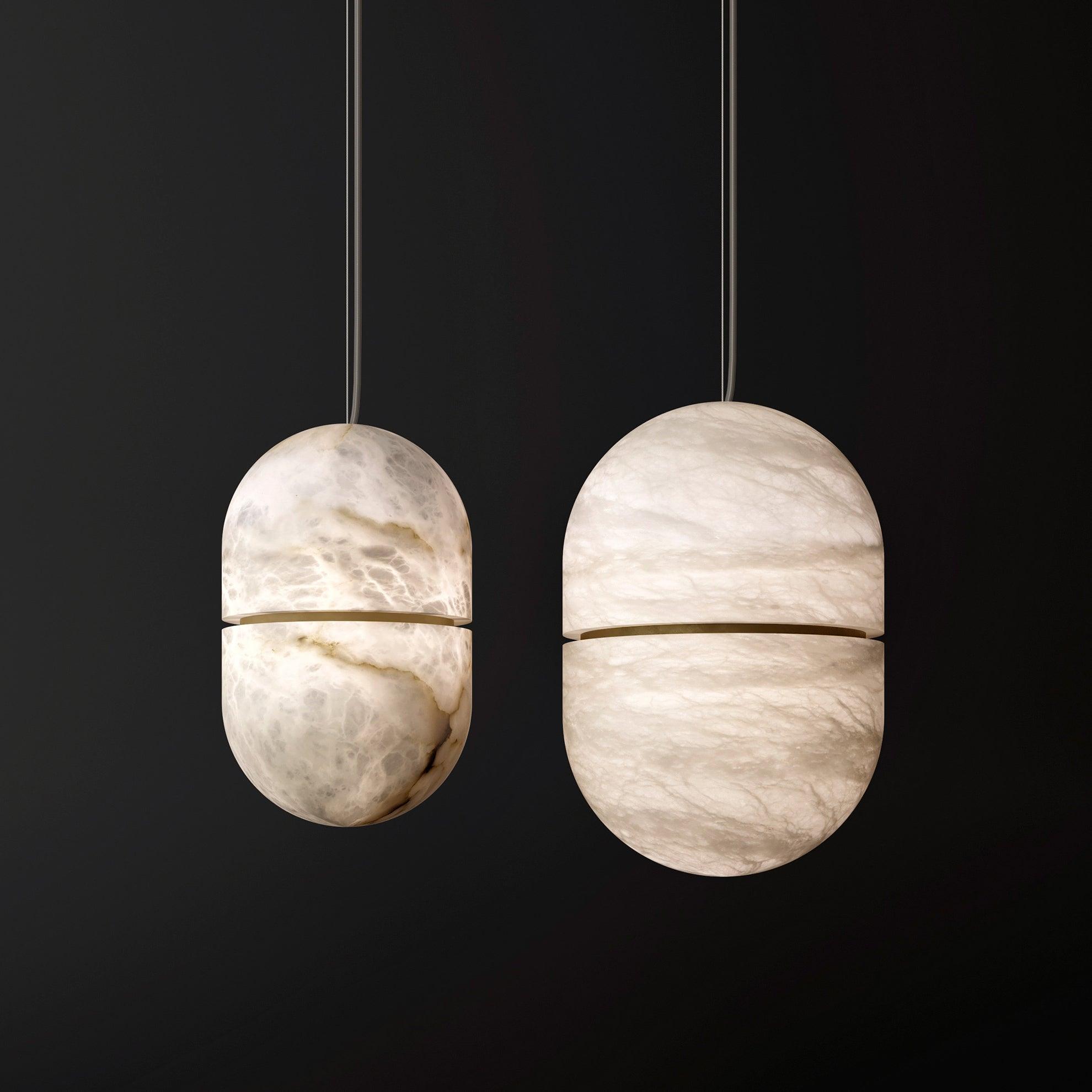 Strata Alabaster Pendant Light Capsule-shaped - Neutralighting
