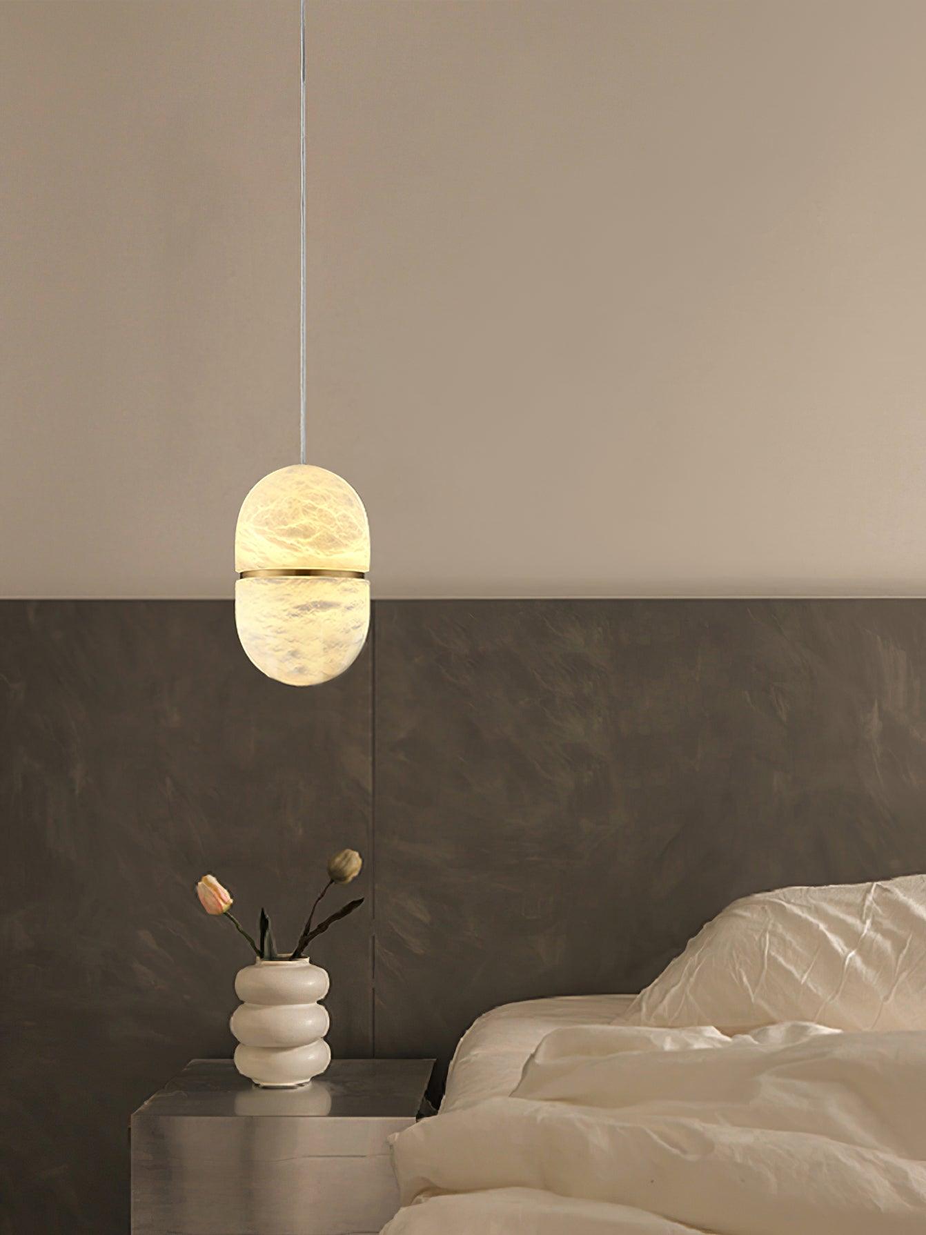 Strata Alabaster Pendant Light Capsule-shaped - Neutralighting