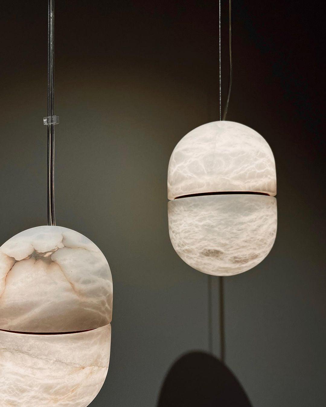 Strata Alabaster Pendant Light Capsule-shaped - Neutralighting