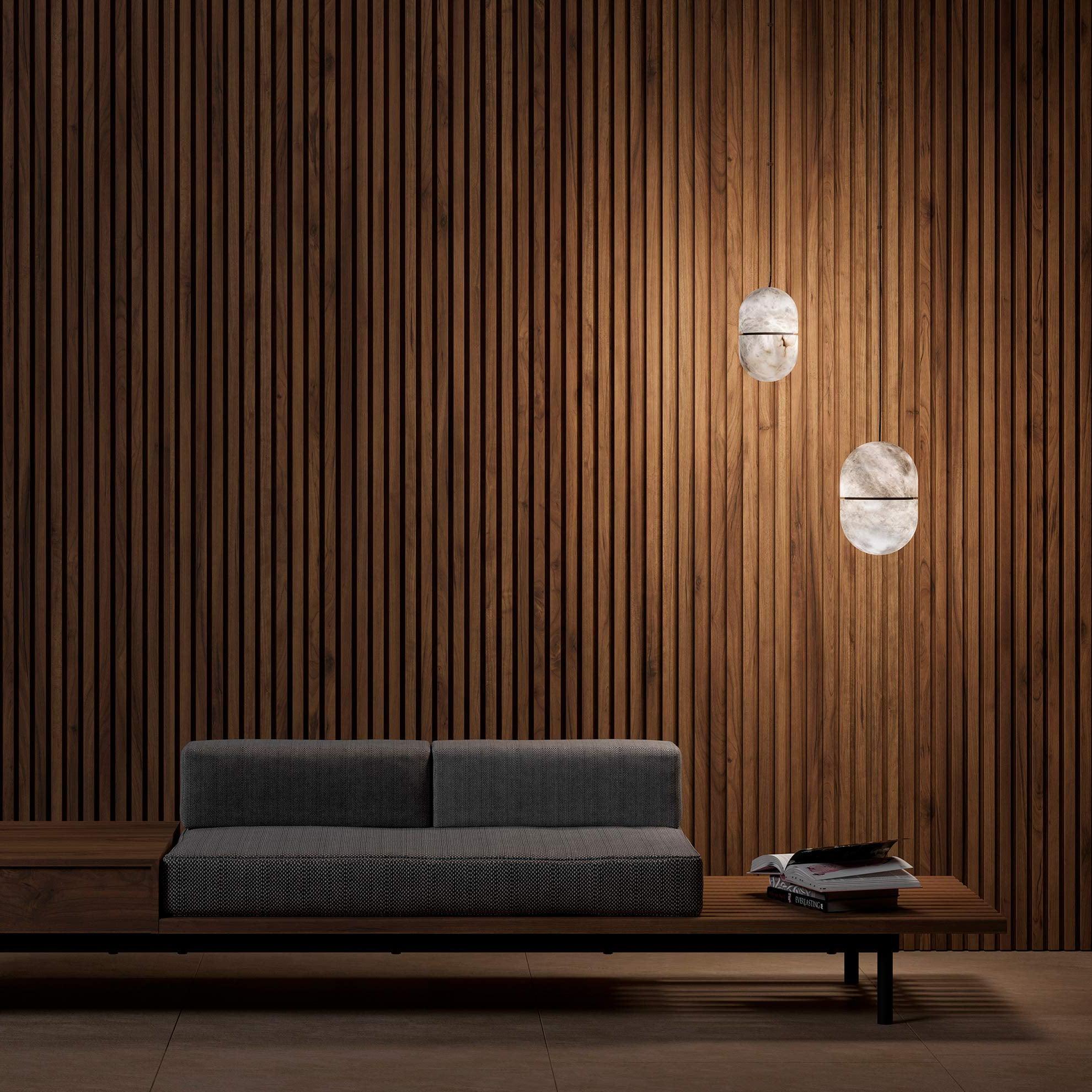 Strata Alabaster Pendant Light Capsule-shaped - Neutralighting