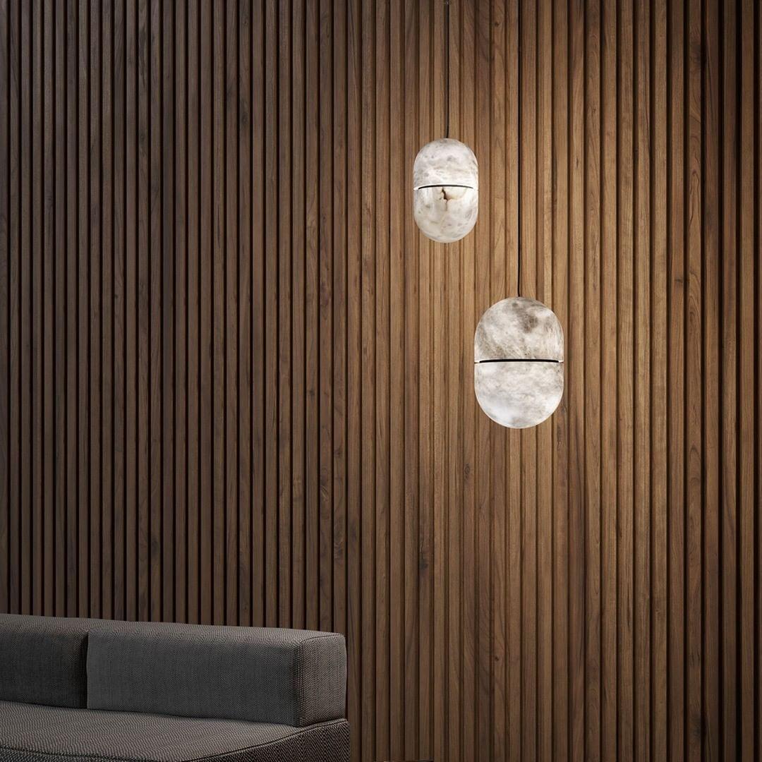 Strata Alabaster Pendant Light Capsule-shaped - Neutralighting