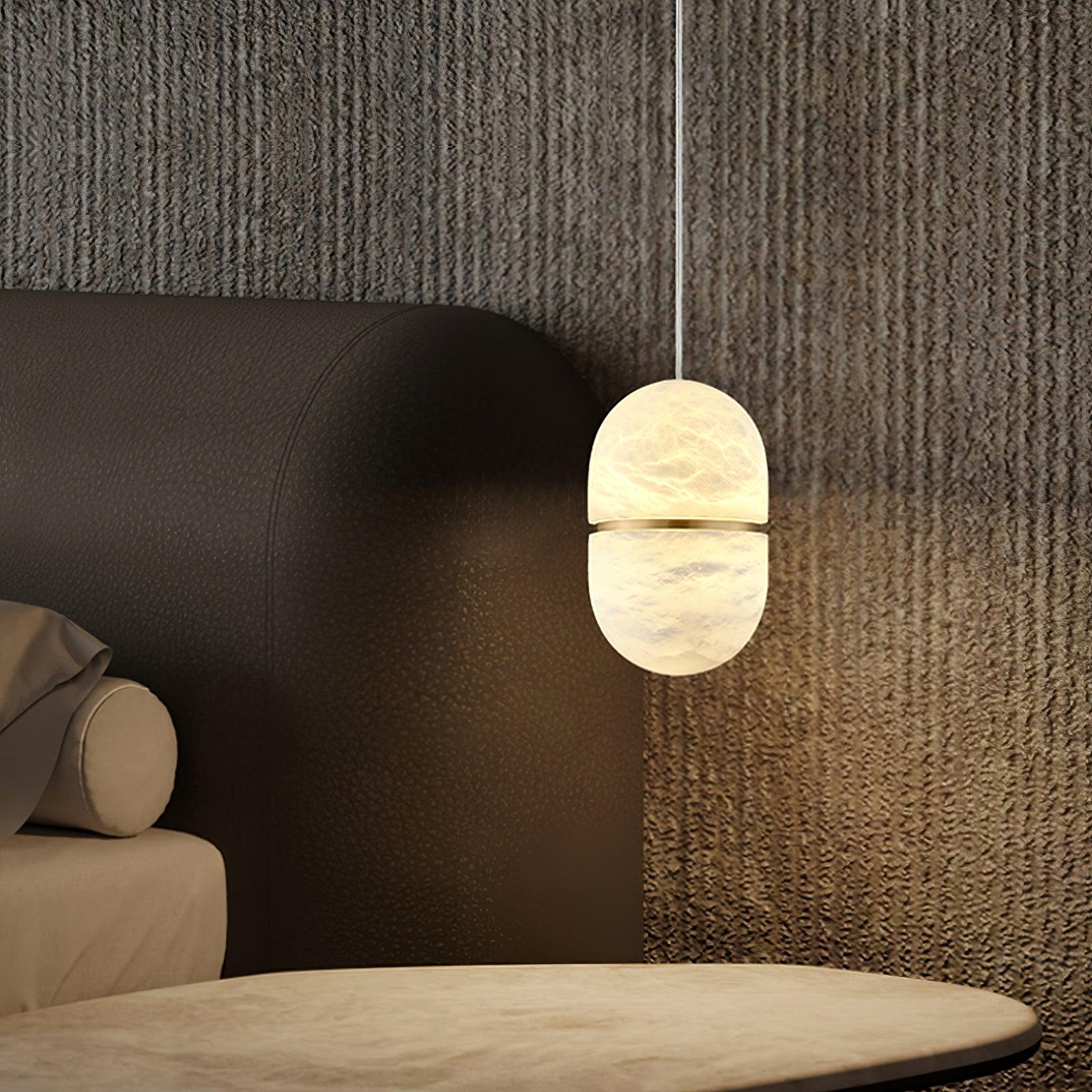 Strata Alabaster Pendant Light Capsule-shaped - Neutralighting
