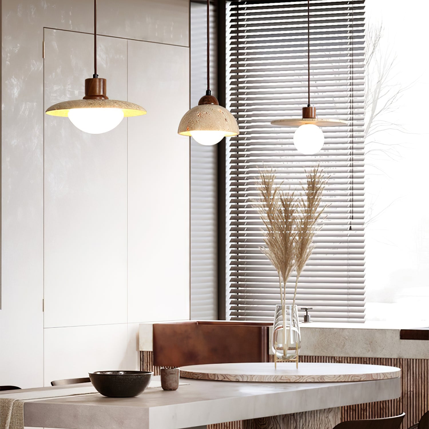 Ritta Travertine Pendant Light Six Style - Neutralighting