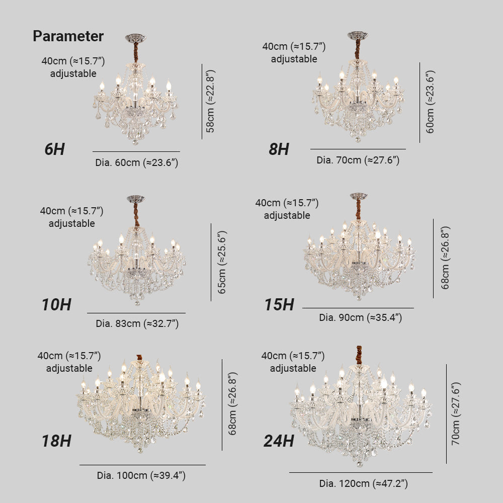 Silva Chandelier French Crystal Living Room Dining Room - Neutralighting