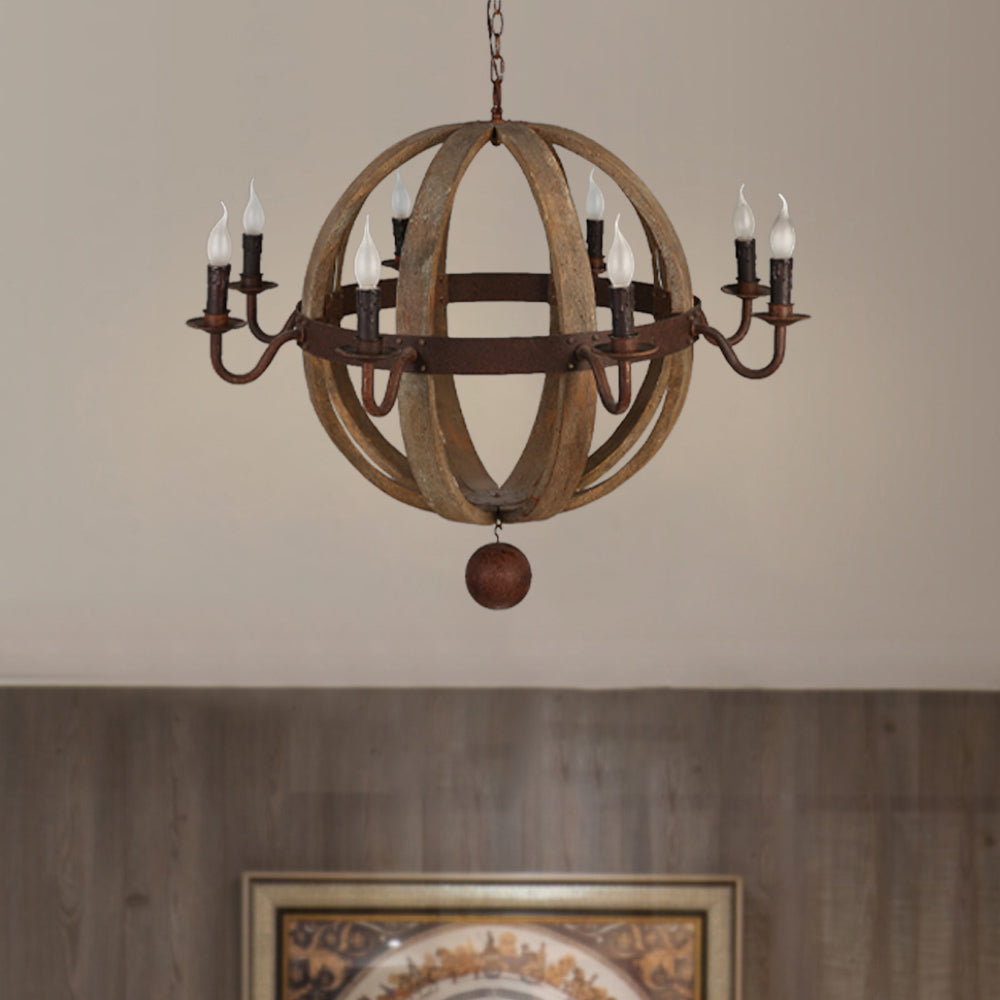 Silva Rustic Pendant Light Wood Metal Corridor Restaurant - Neutralighting