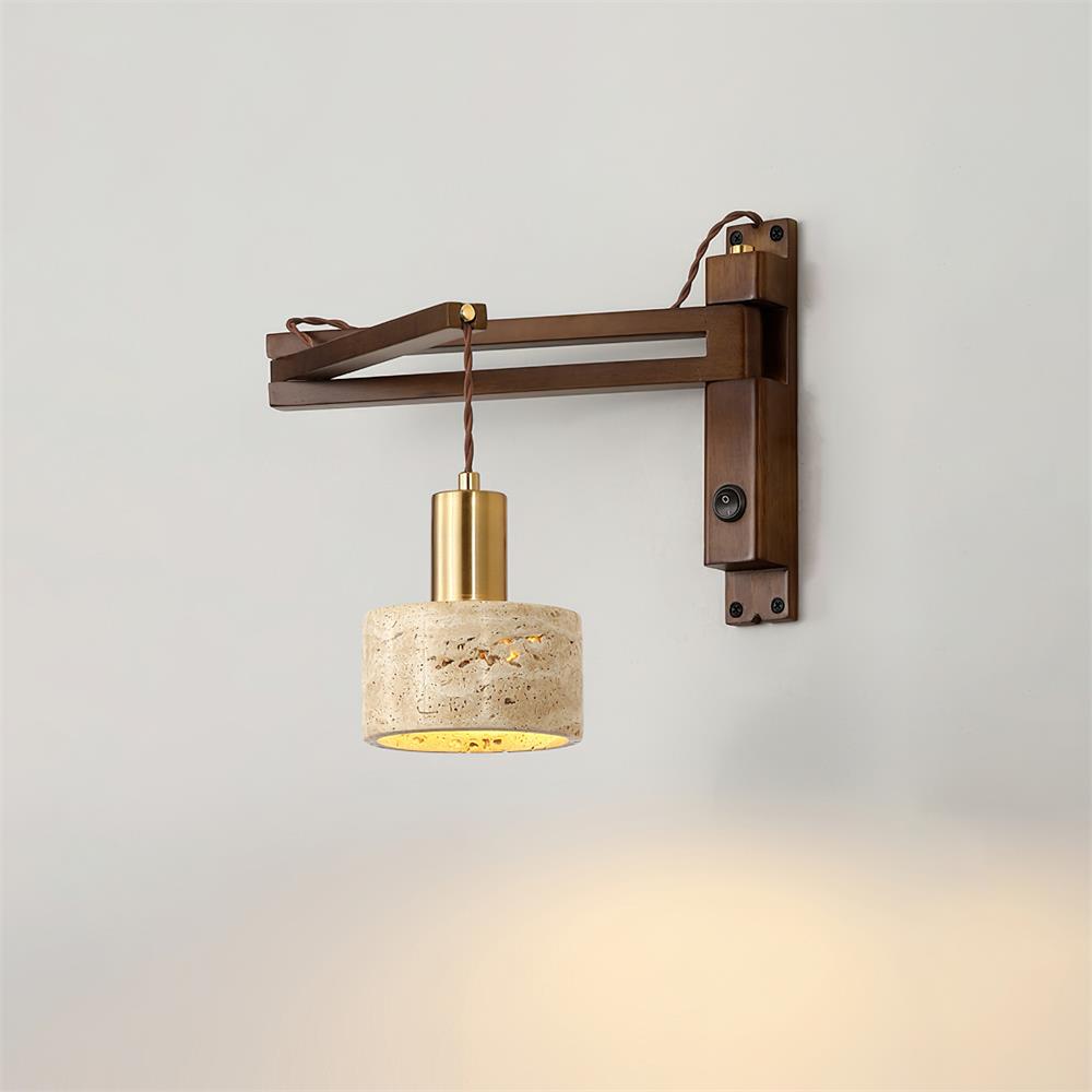 Wall Lamp with Travertine Cylinder Shade for Minimalist Ambiance - Neutralighting