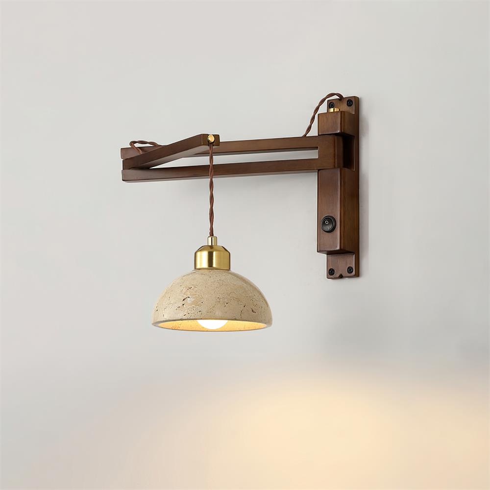 Wall Lamp with Travertine Cylinder Shade for Minimalist Ambiance - Neutralighting