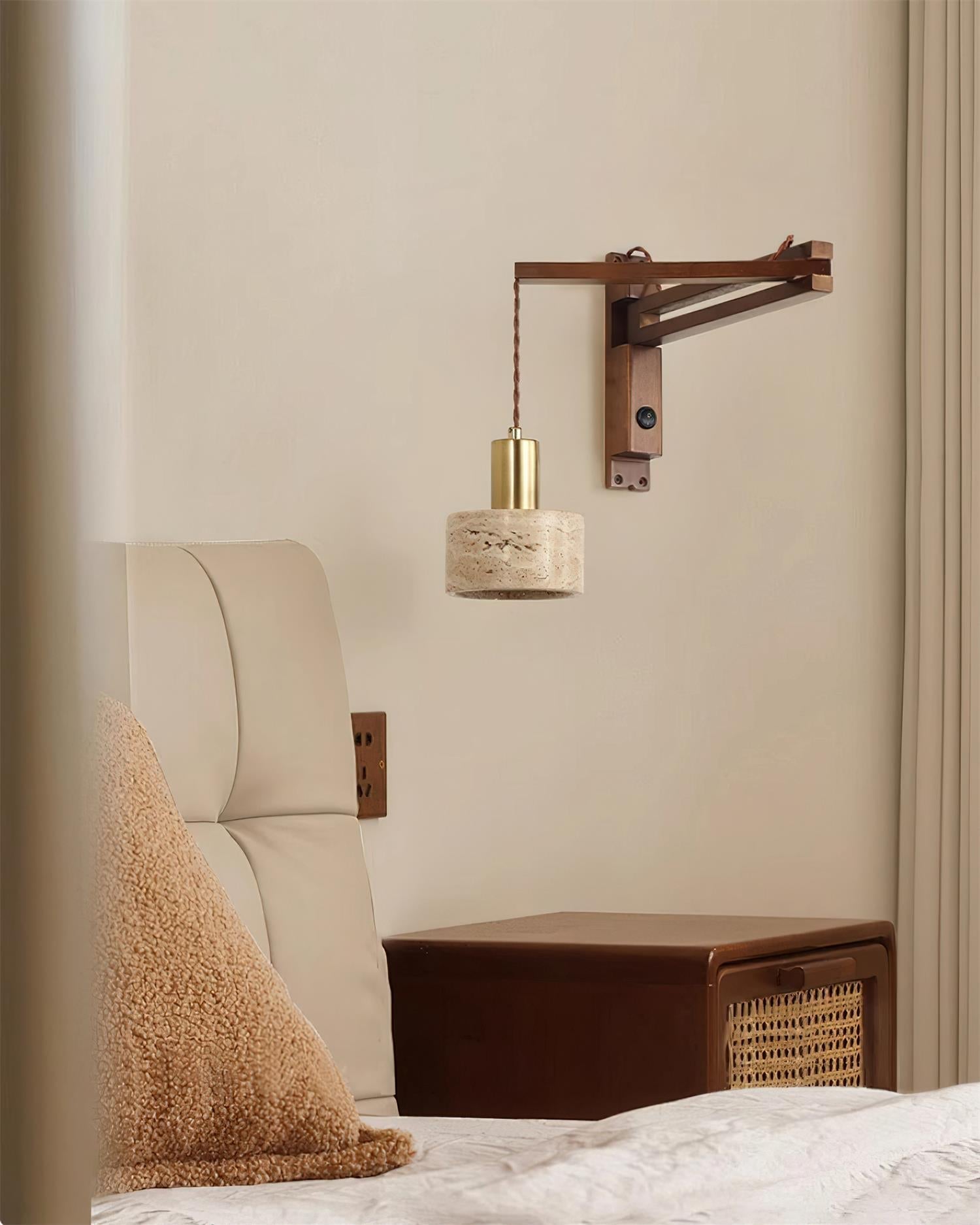 Wall Lamp with Travertine Cylinder Shade for Minimalist Ambiance - Neutralighting