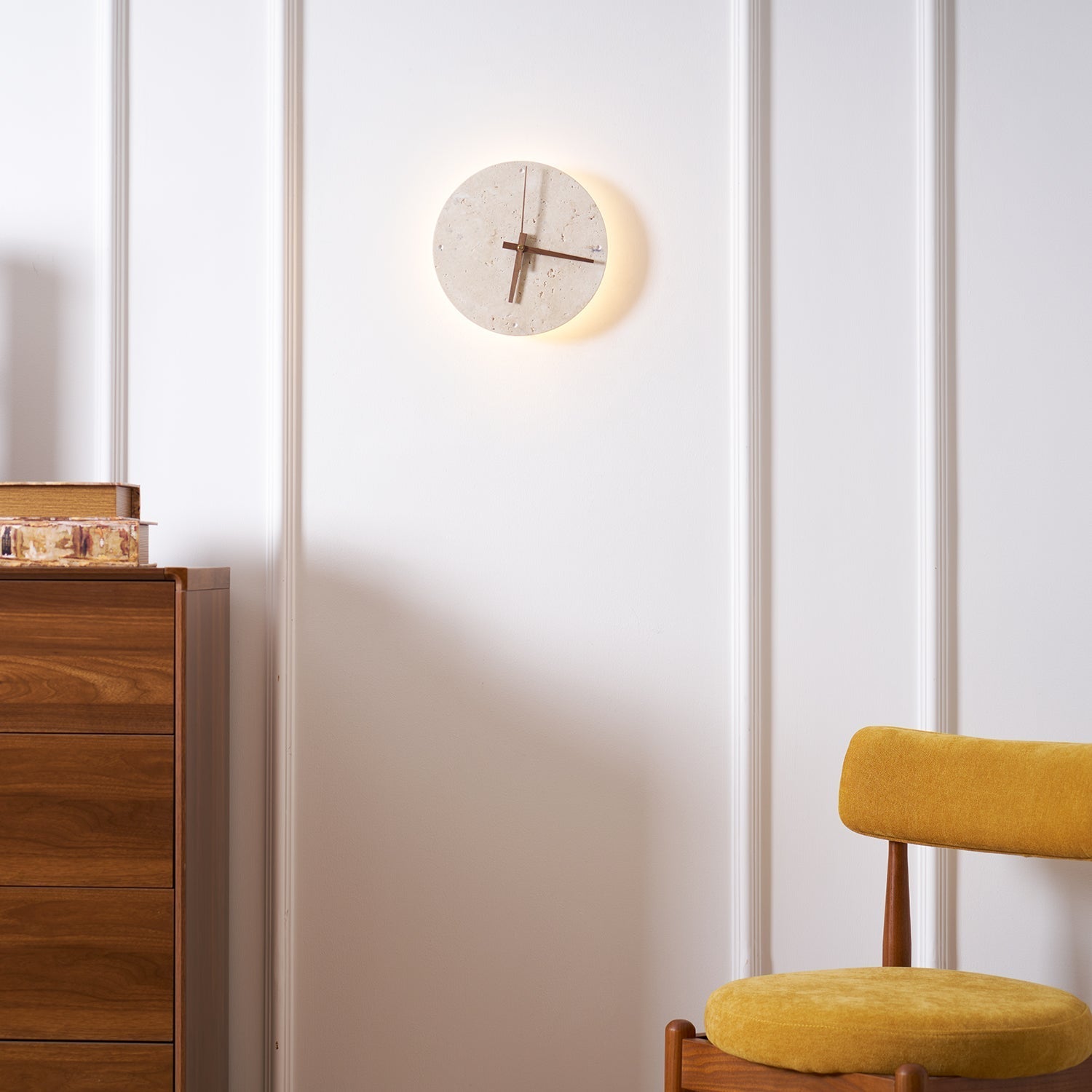 Wall Lamp Travertine Clock with Modern Minimalist Style Natural - Neutralighting