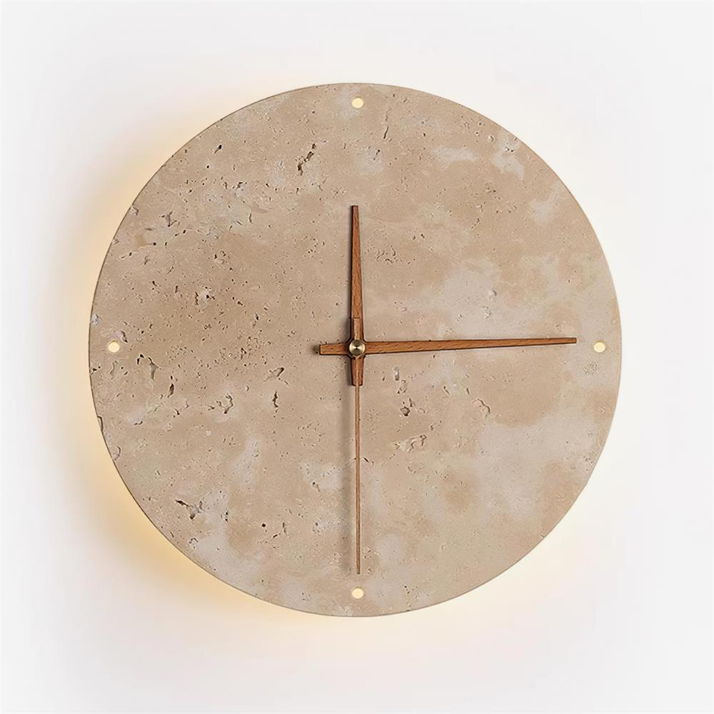 Wall Lamp Travertine Clock with Modern Minimalist Style Natural - Neutralighting