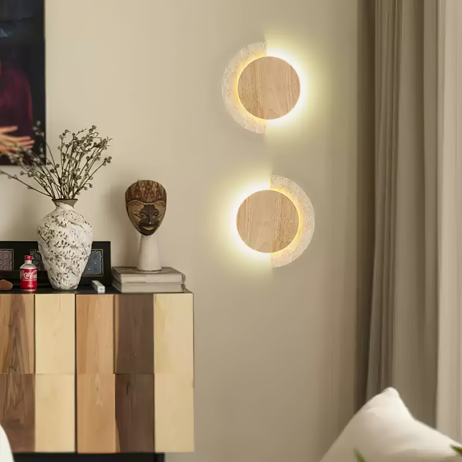 Coraeen Half-Moon Travertine Wall Light - Neutralighting