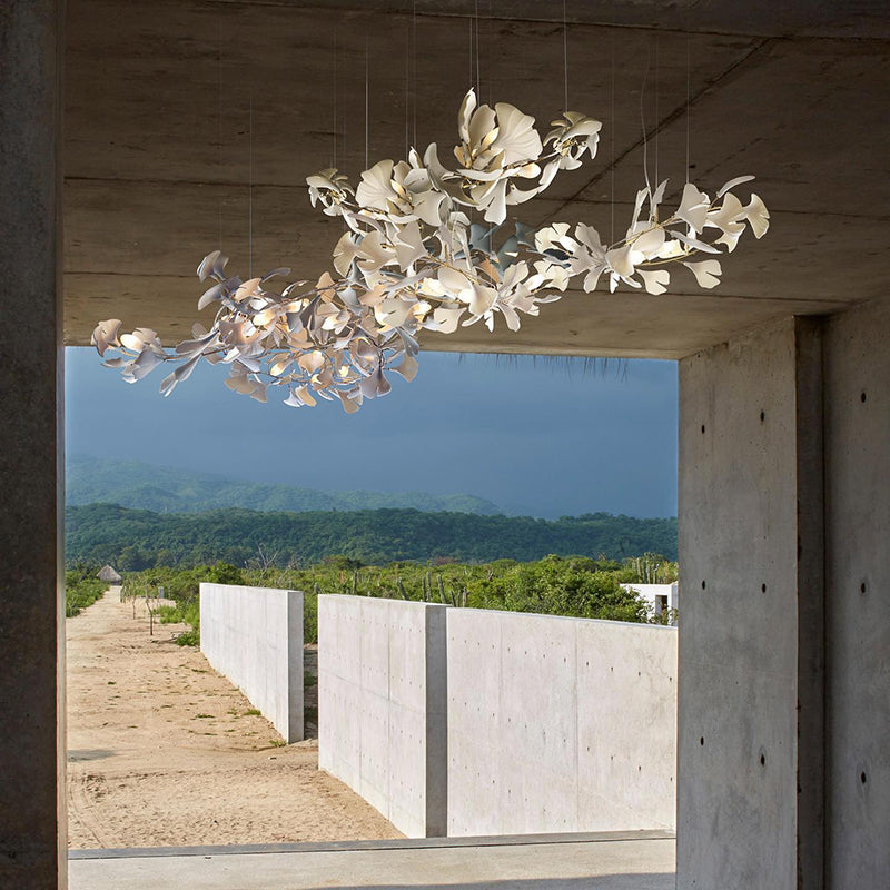 Olivia Luxury Ceramic Chandelier Large Foyer, Gingko leaf, Living Room - Neutralighting