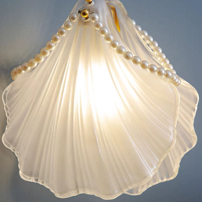Kristy Art Deco Pearl Shell Metal/Acrylic Pendant Light, White - Neutralighting
