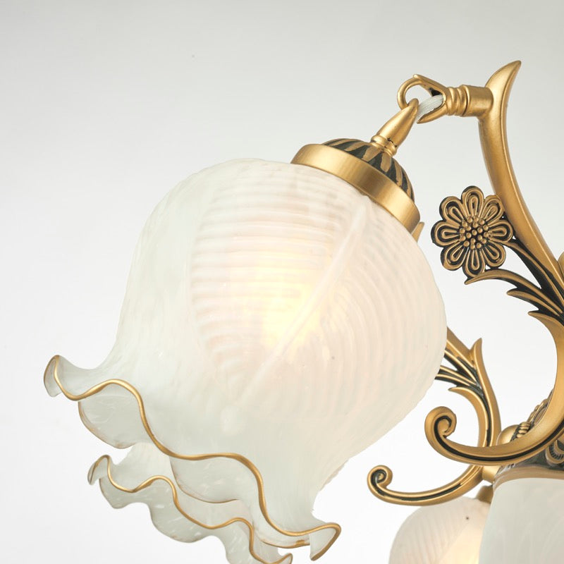 Arisha Vintage Flower shape Metal&Glass Modern Wall Lamp, White/Bronze - Neutralighting