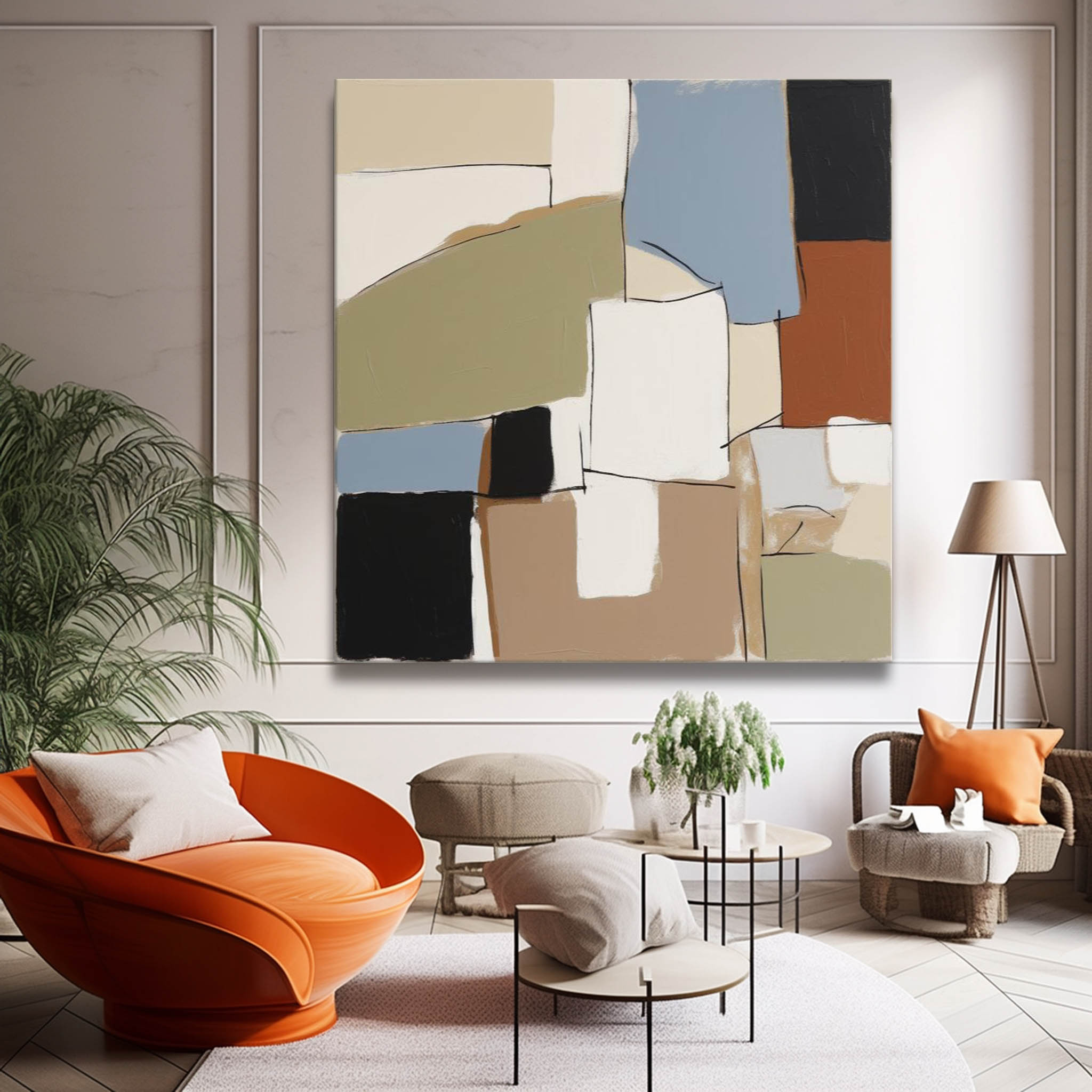 Wall Art Abstract Geometric Serene Painterly