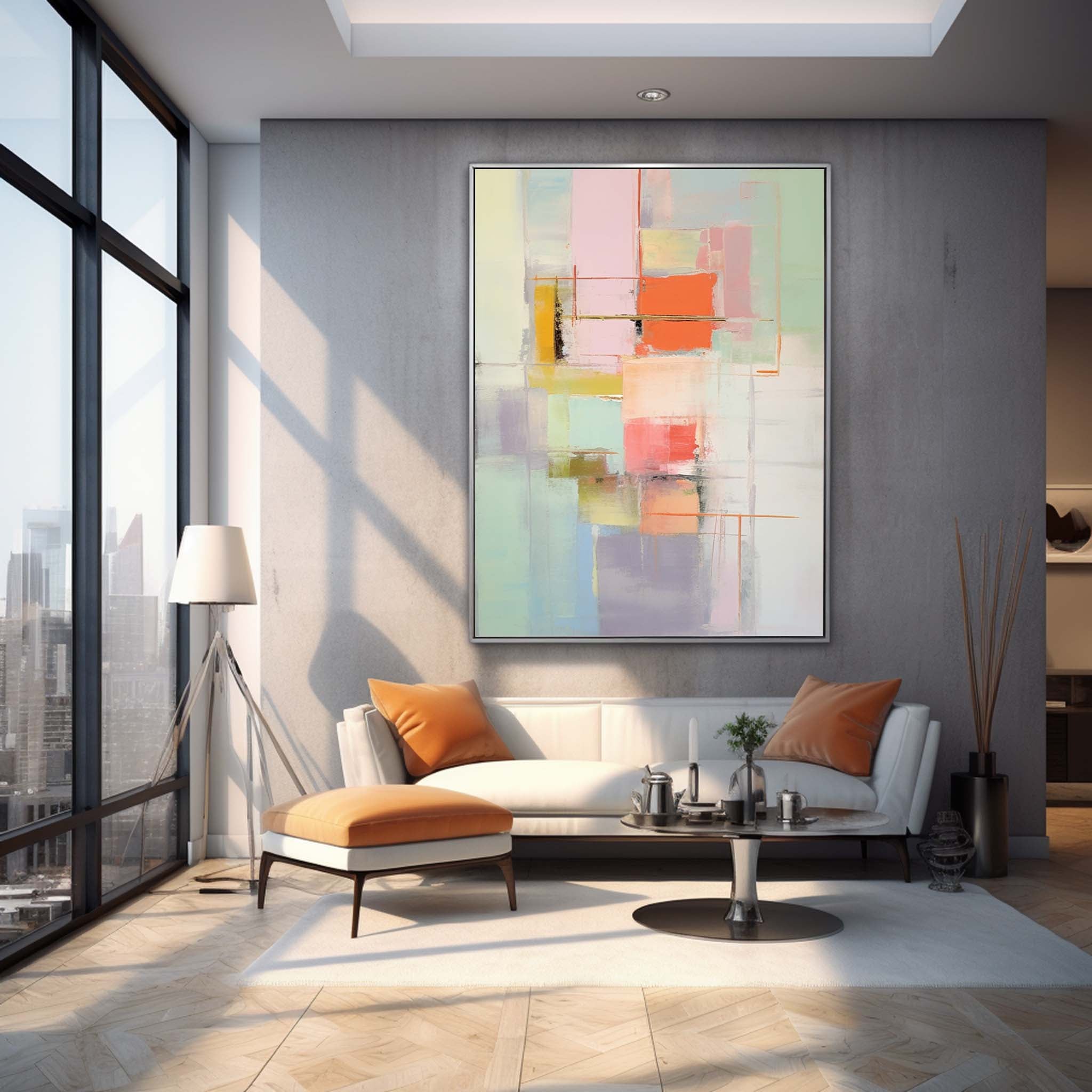 Wall Art Abstract Pastel Geometric Playful