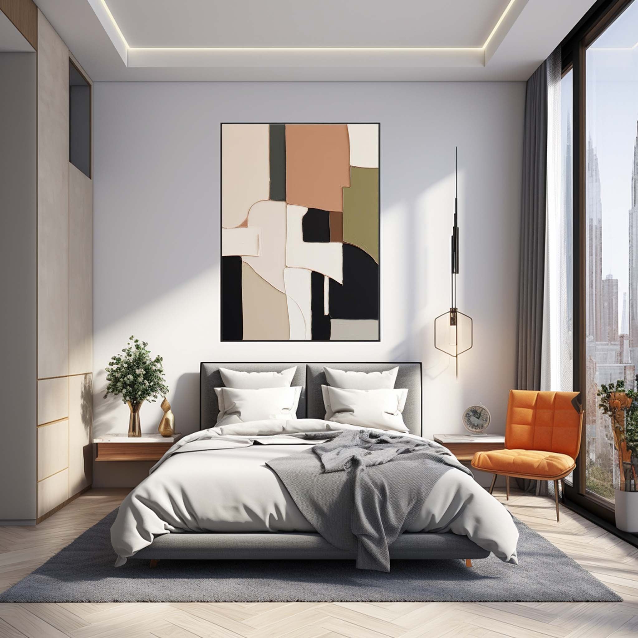 Wall Art Serene Abstract Geometric Block