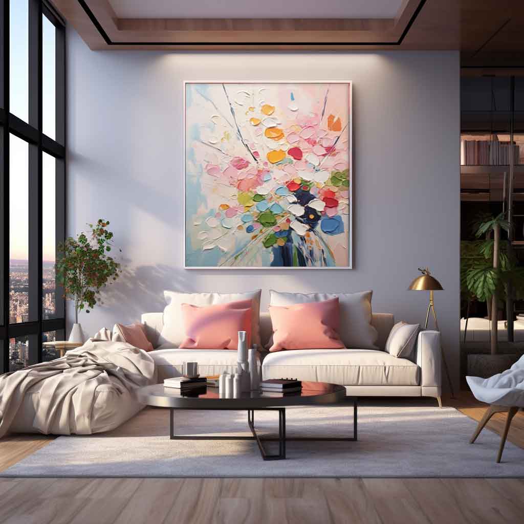Wall Art Vibrant Multicolored Abstract Flower Bouquet