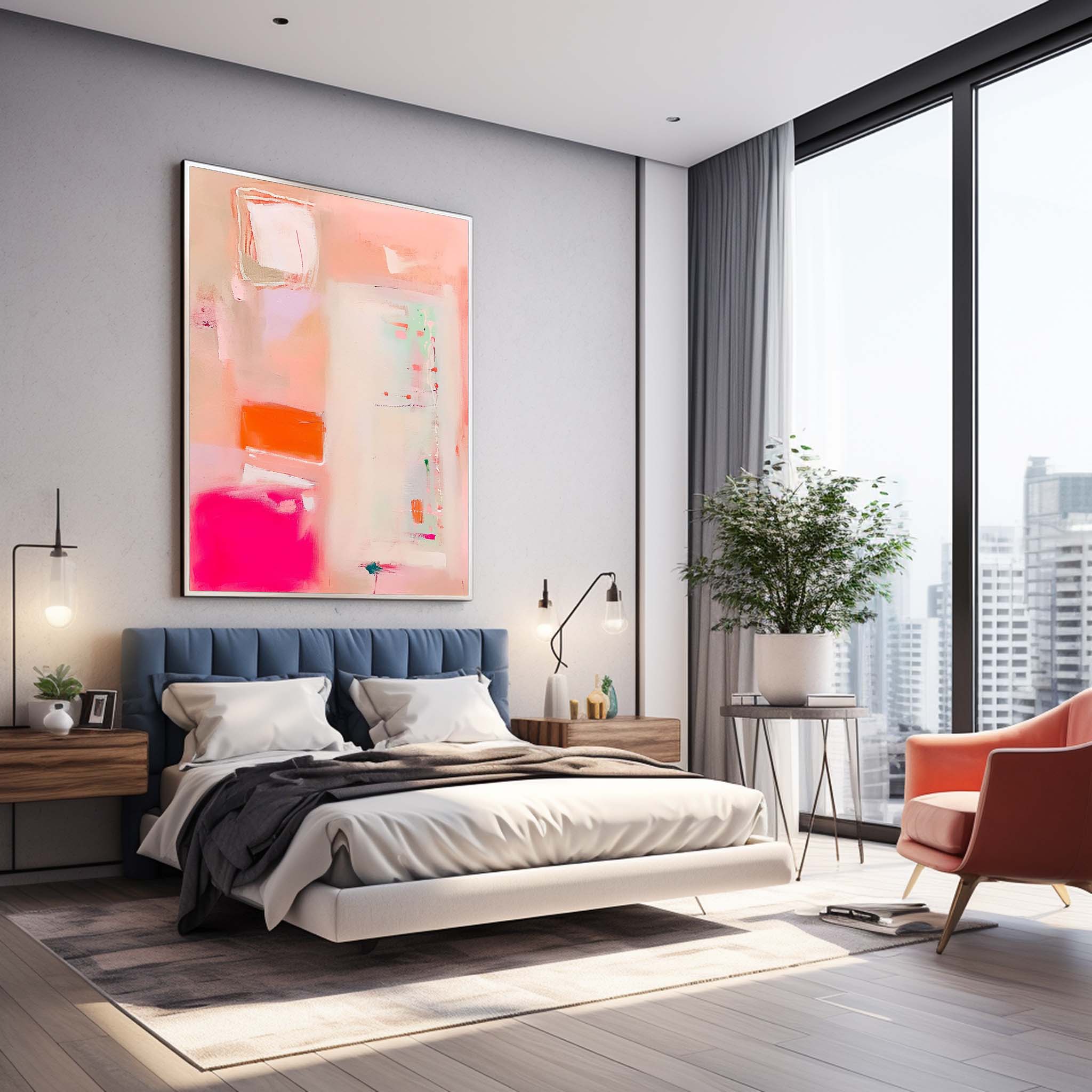 Wall Art Soft Pastel Abstract Impasto Minimalist