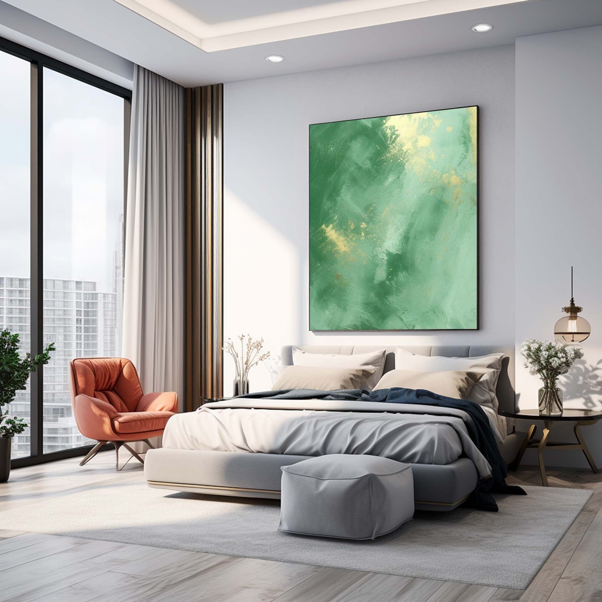 Wall Art Soft Green Abstract Watercolor