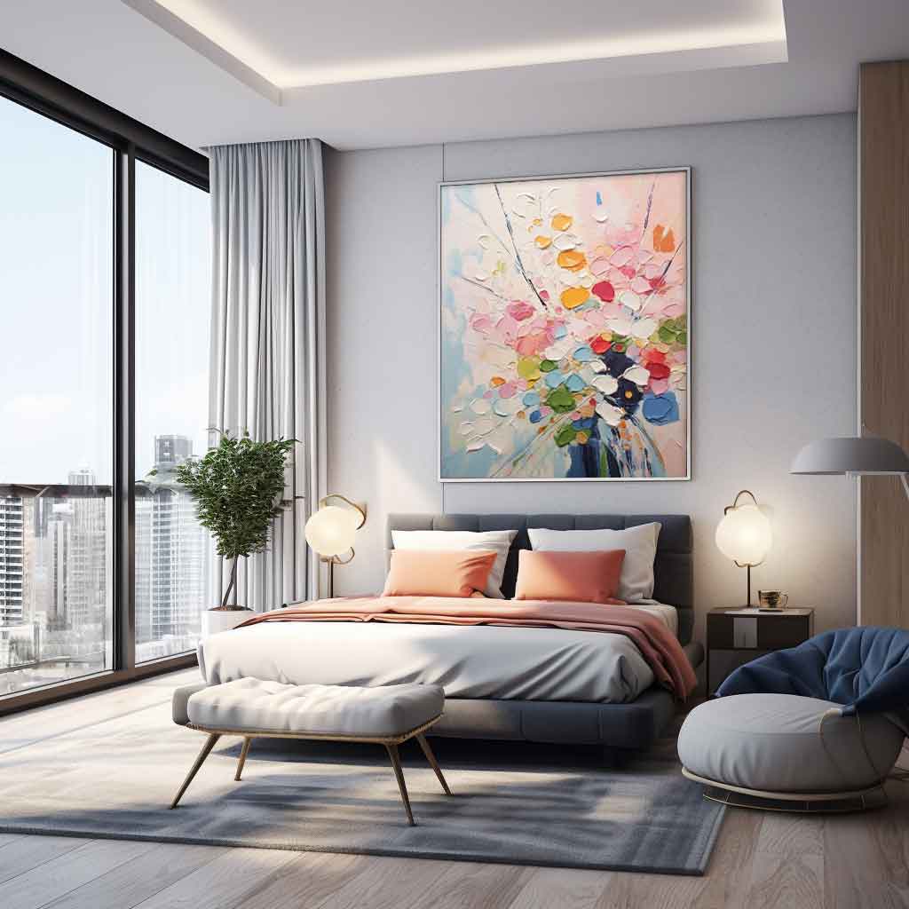 Wall Art Vibrant Multicolored Abstract Flower Bouquet