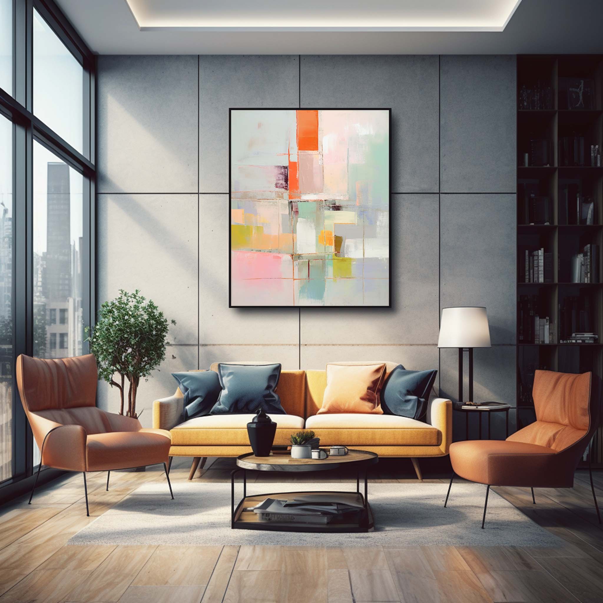 Wall Art Layer Abstract Soft Multicolor