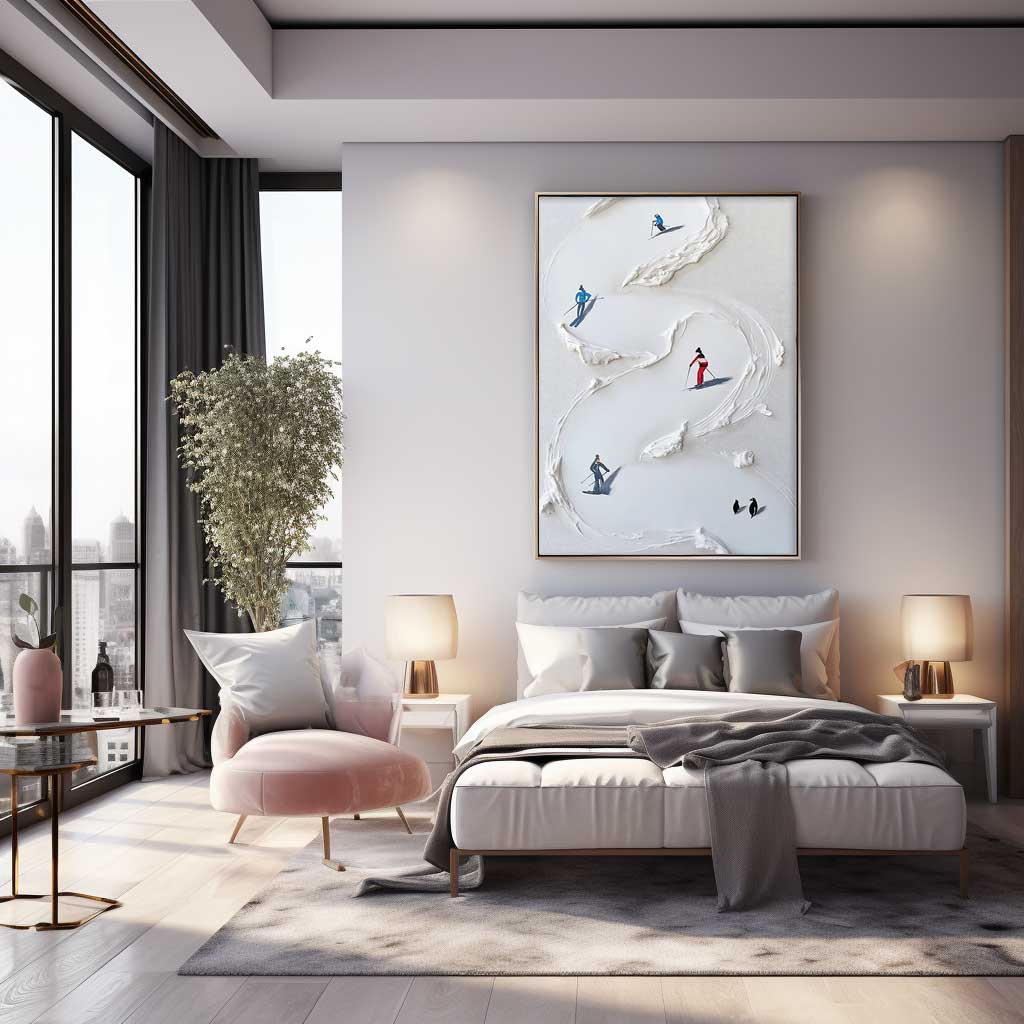 Wall Art Colorful Skiers Abstract Impressionist