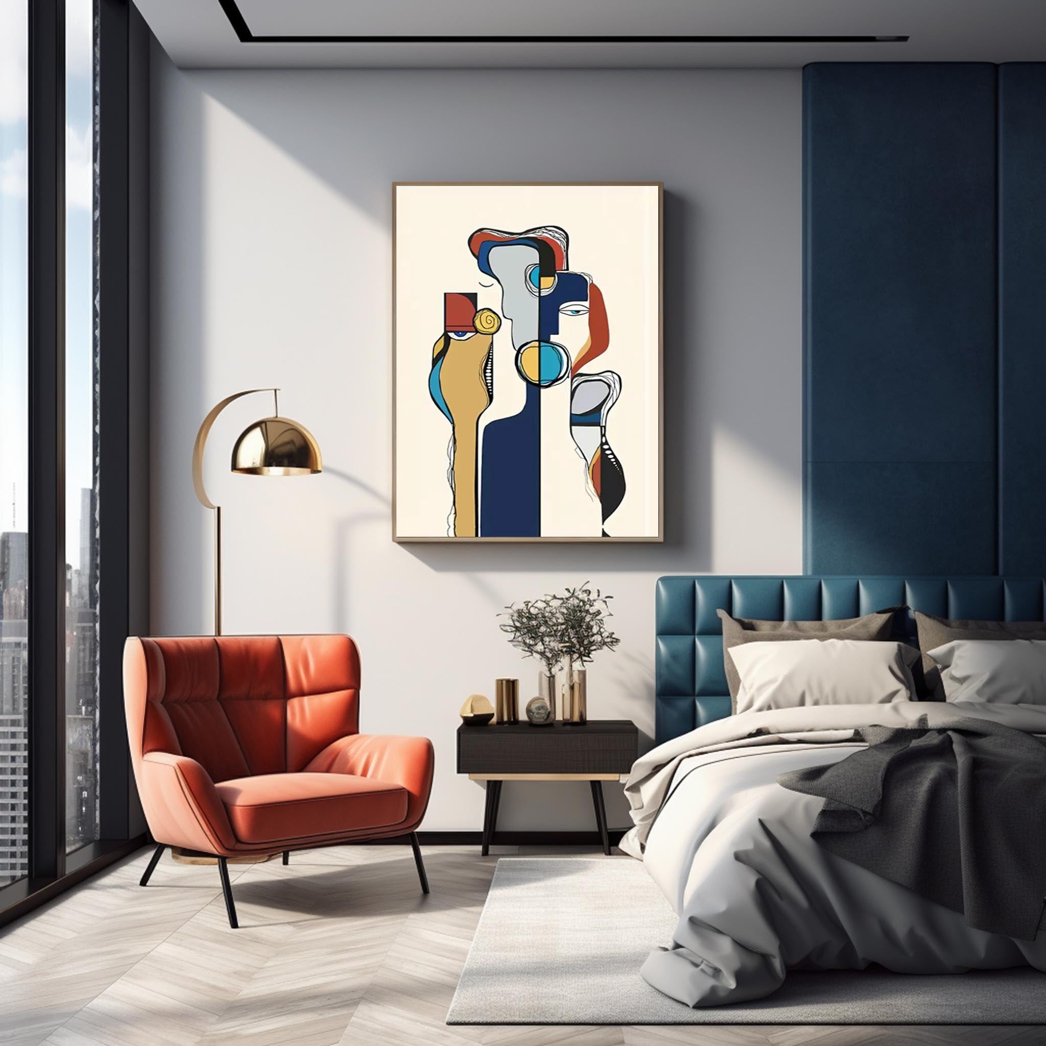 Wall Art Abstract Clean Outline Cartoon