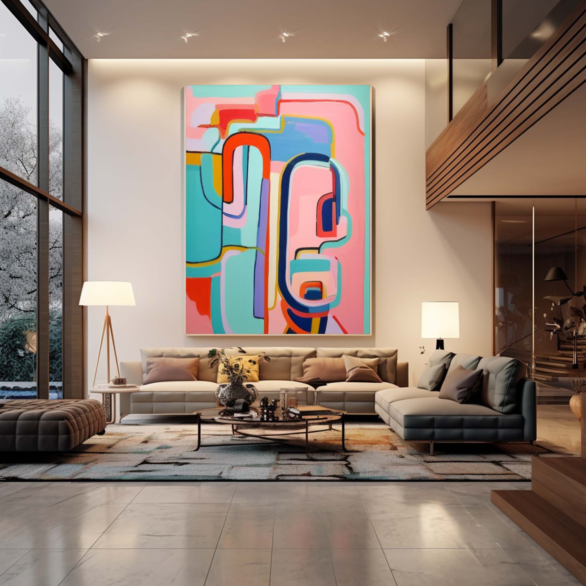 Wall Art Pink Abstract Atmosphere Pastel Pop