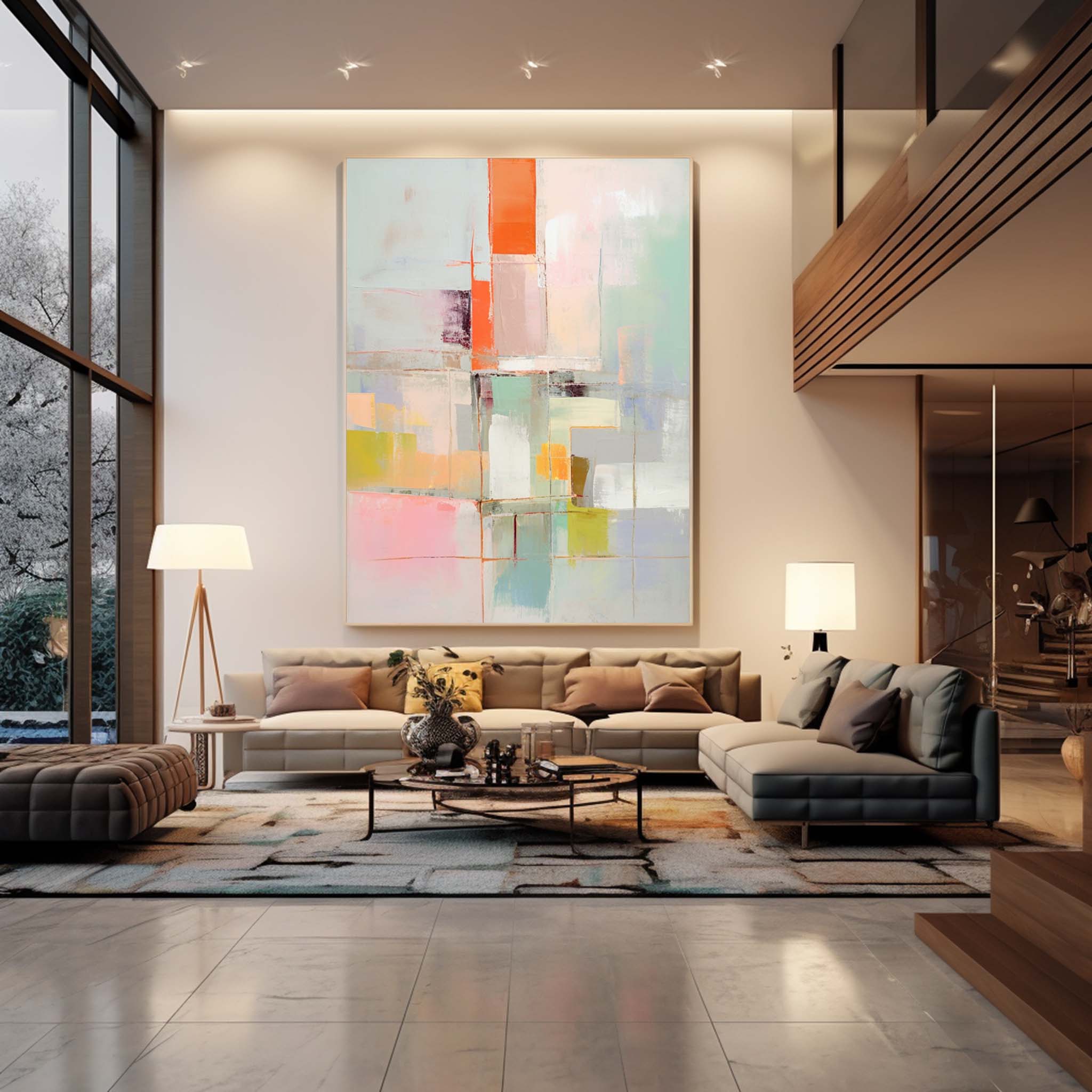Wall Art Layer Abstract Soft Multicolor