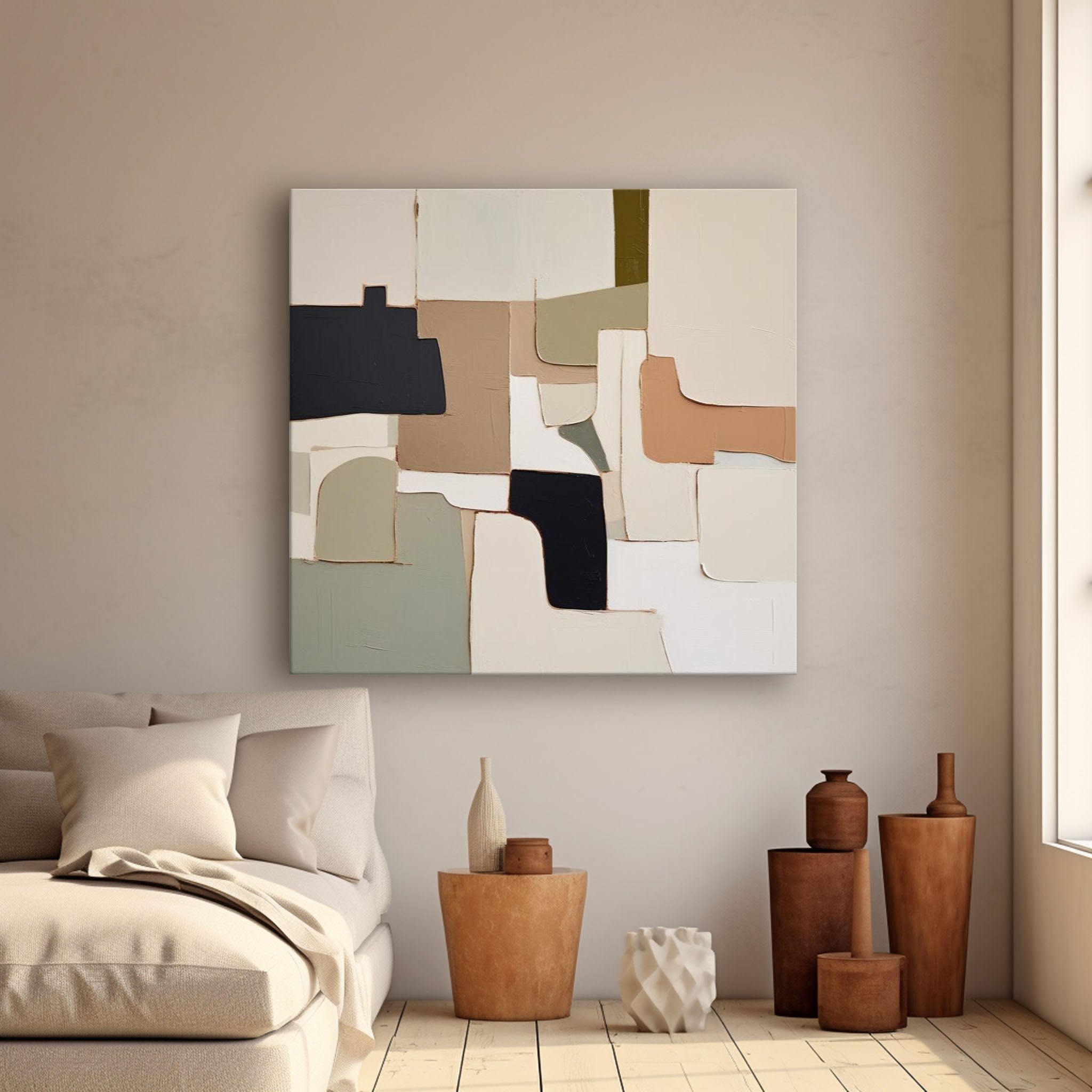 Wall Art Block Abstract Elegant Neutral