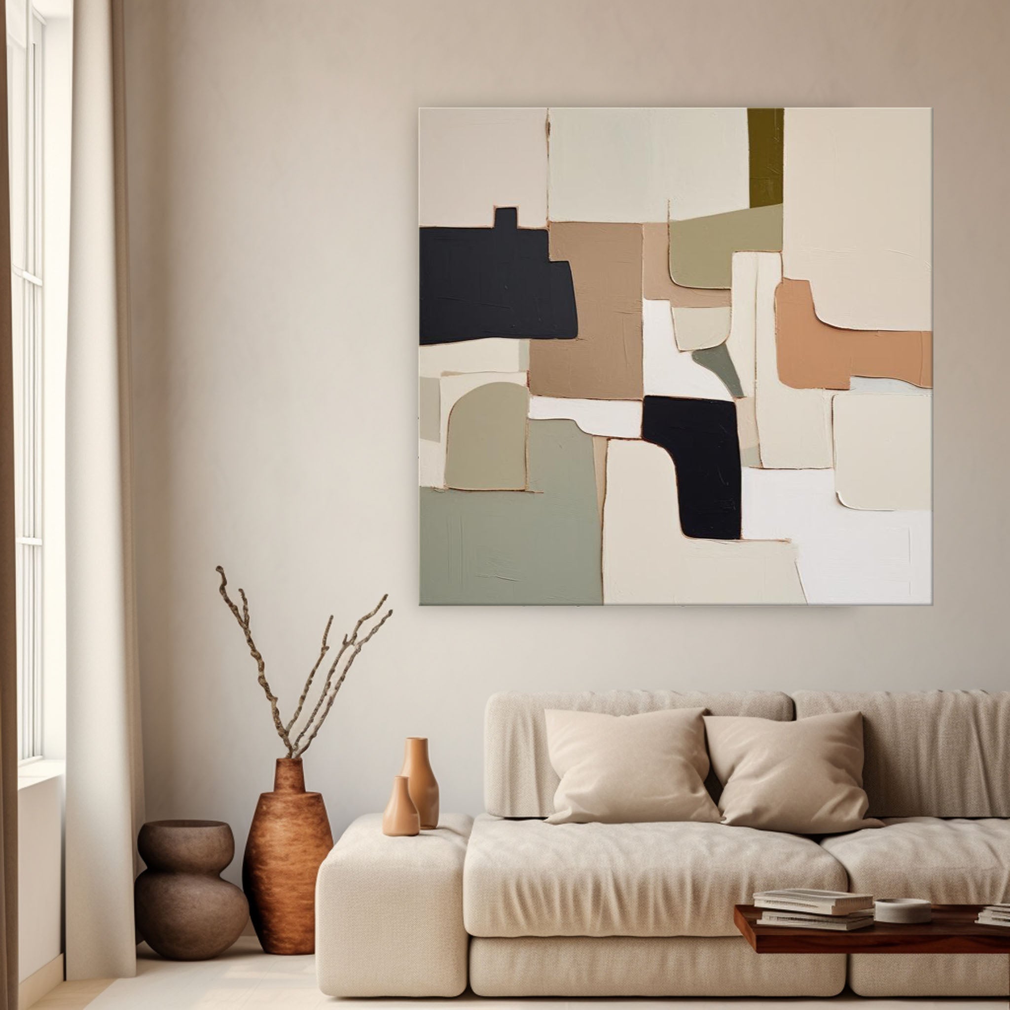 Wall Art Block Abstract Elegant Neutral
