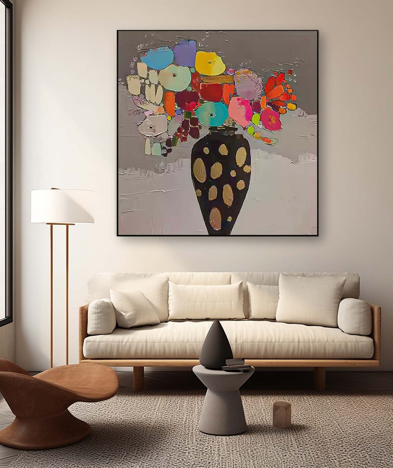 Wall Art Bold Colorful Vase Still Life Floral Arrangement