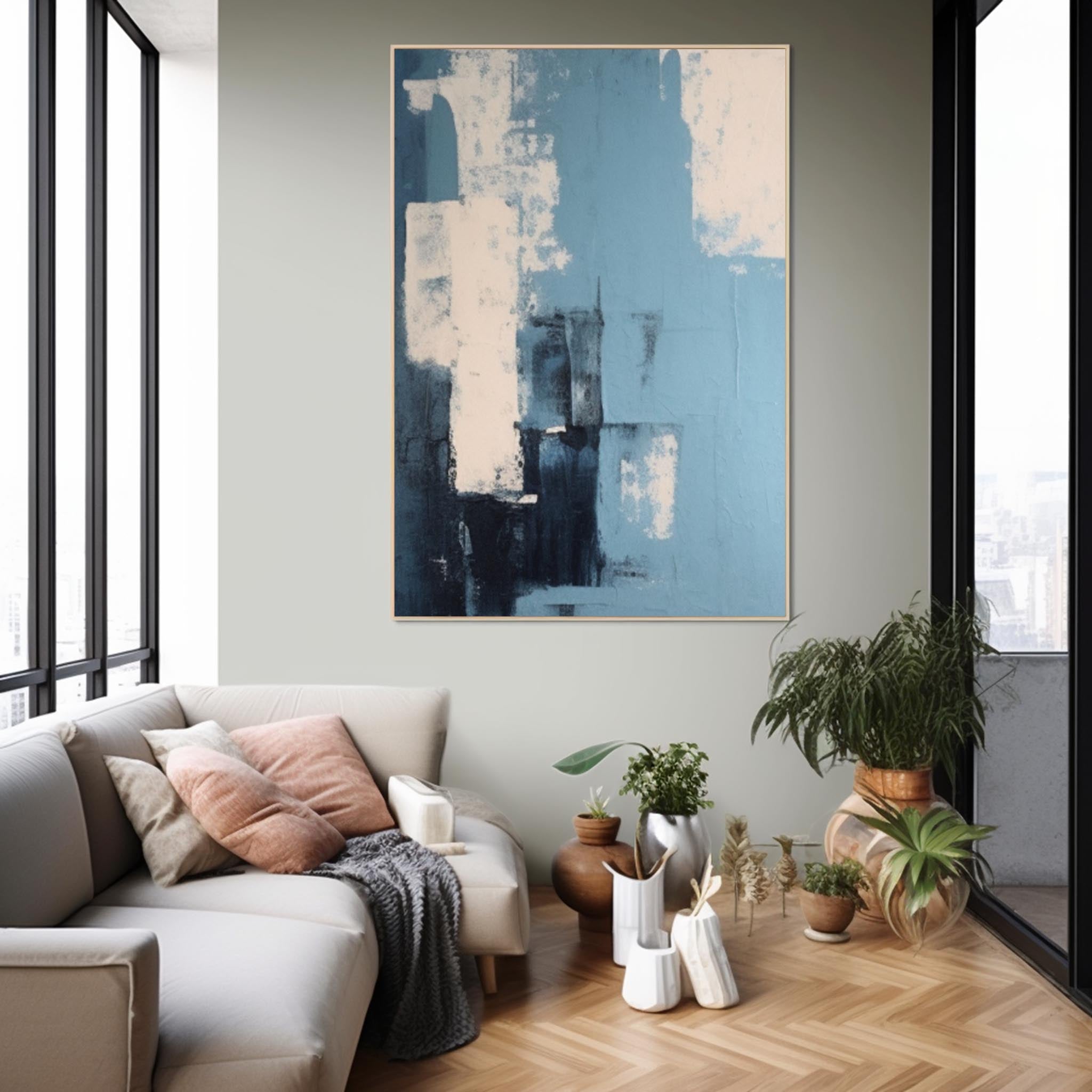 Wall Art Painterly Raw Washed Block Abstract