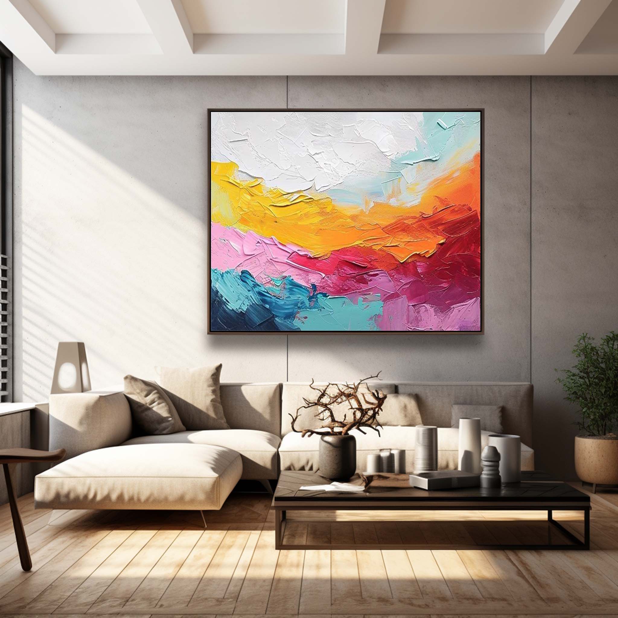 Wall Art Multicolor Abstract Energetic Modern