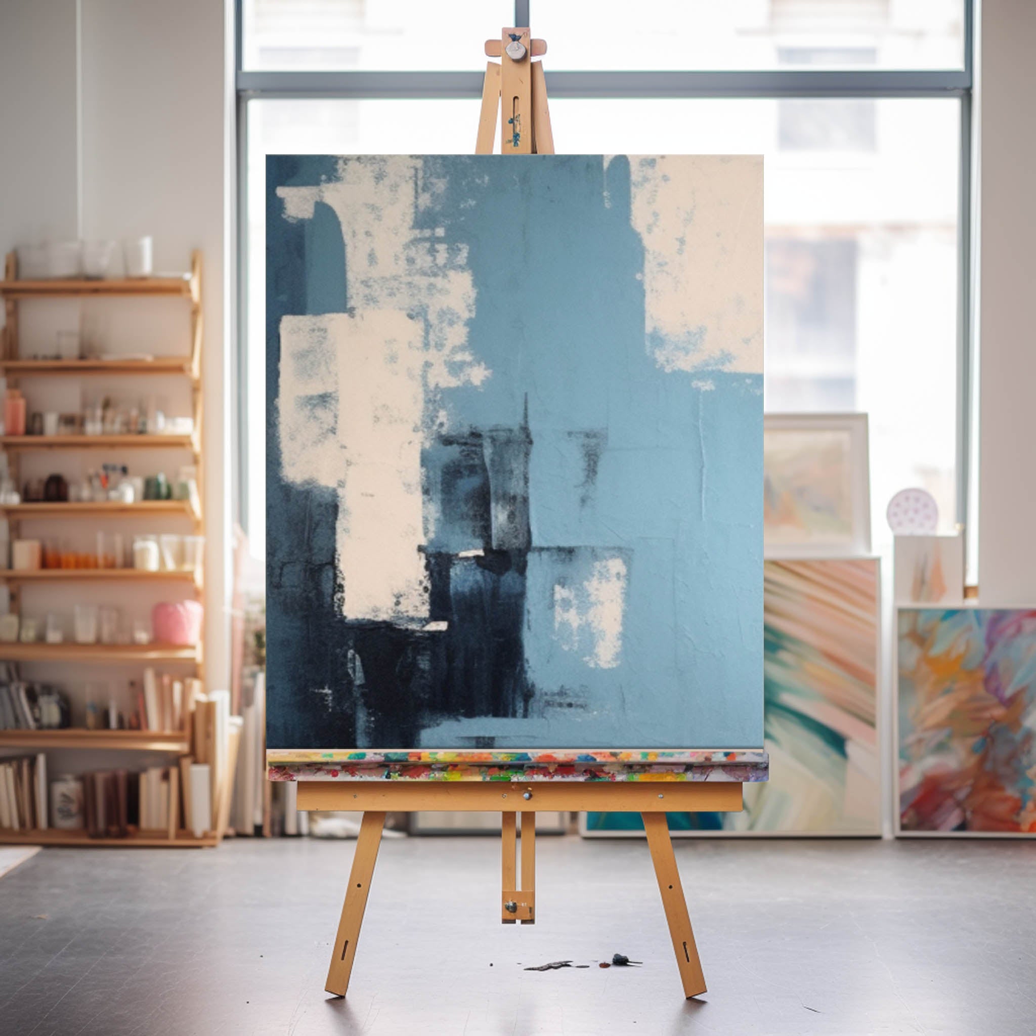 Wall Art Painterly Raw Washed Block Abstract