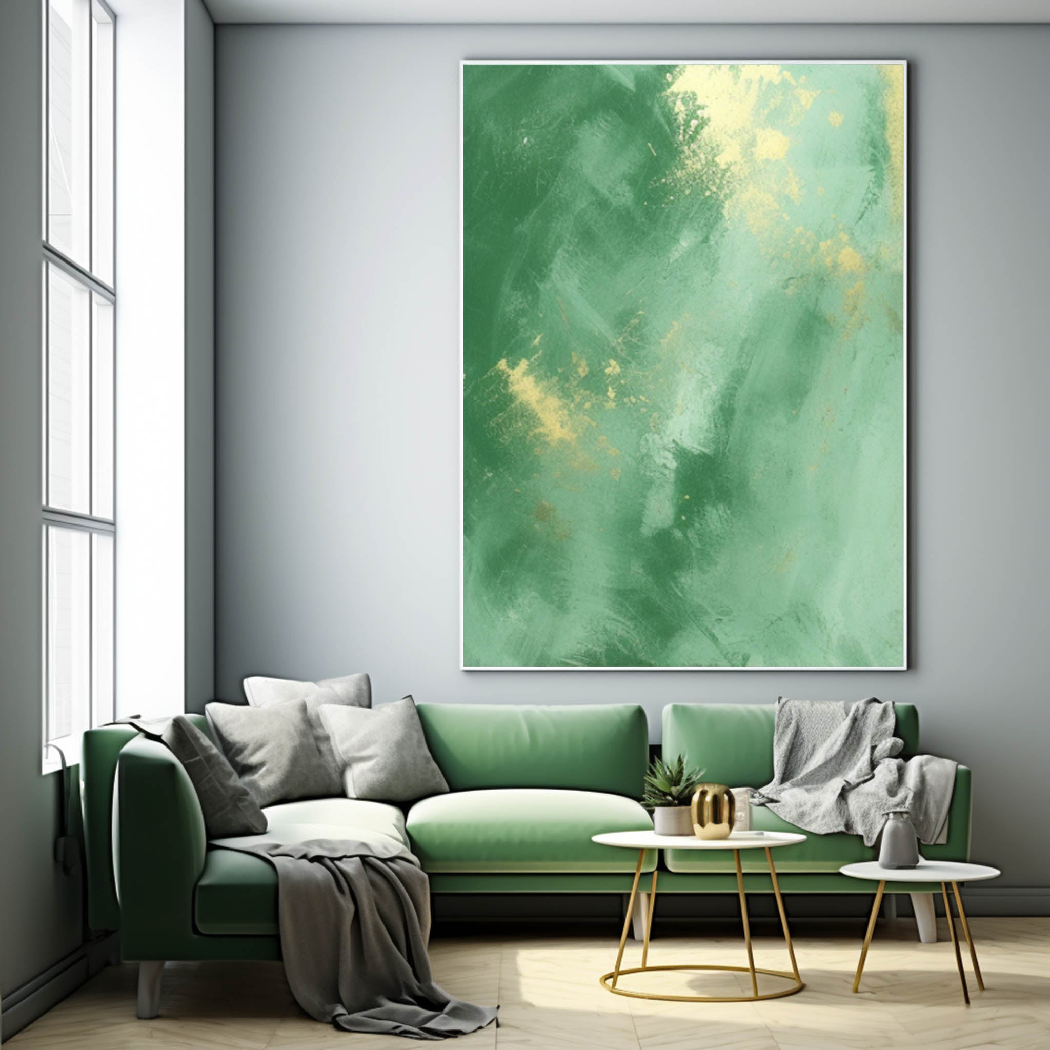 Wall Art Soft Green Abstract Watercolor