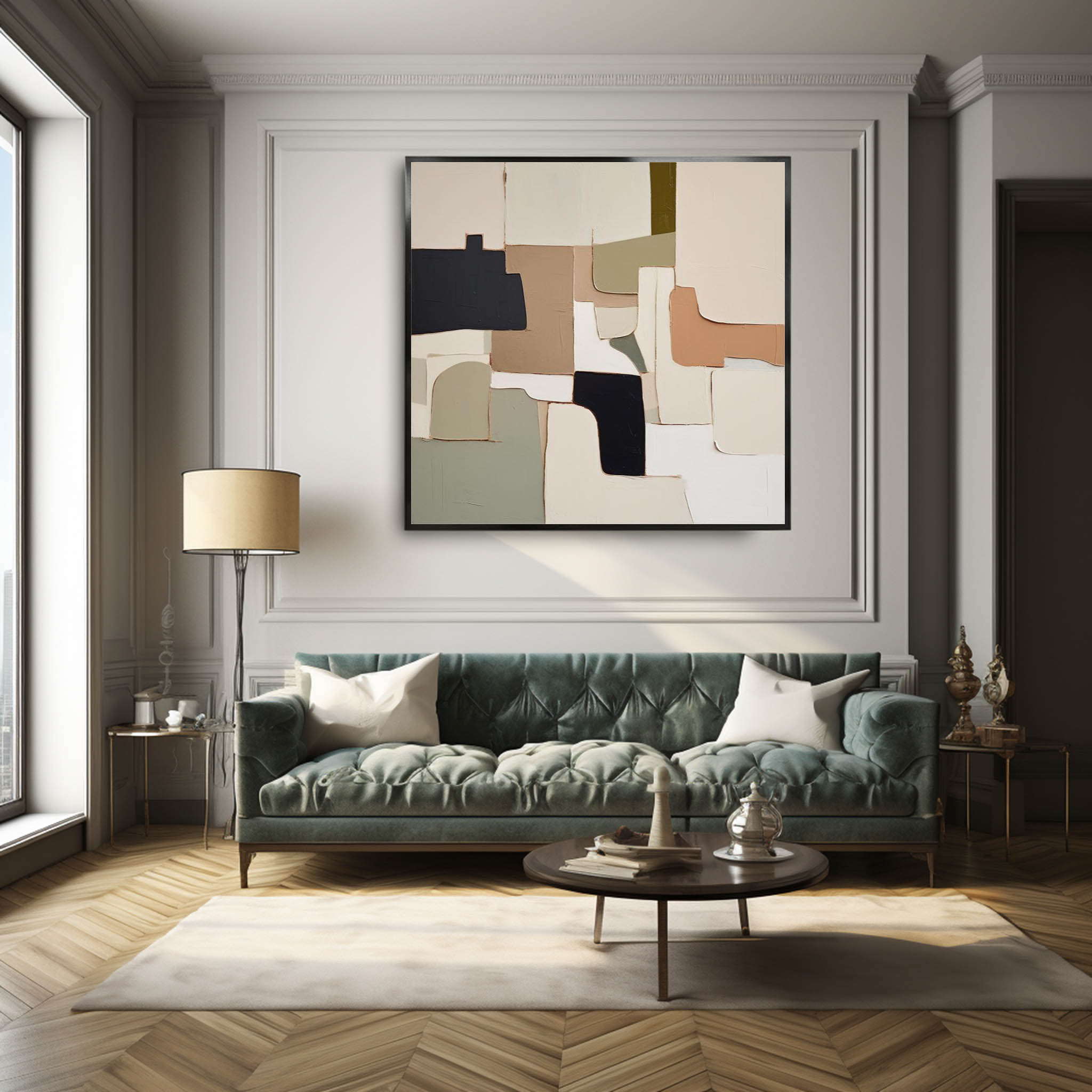 Wall Art Block Abstract Elegant Neutral