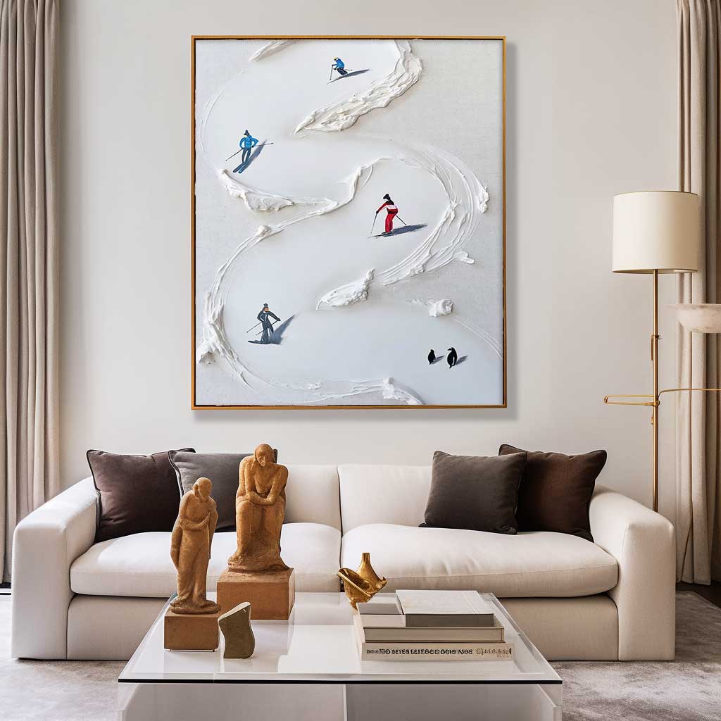 Wall Art Colorful Skiers Abstract Impressionist