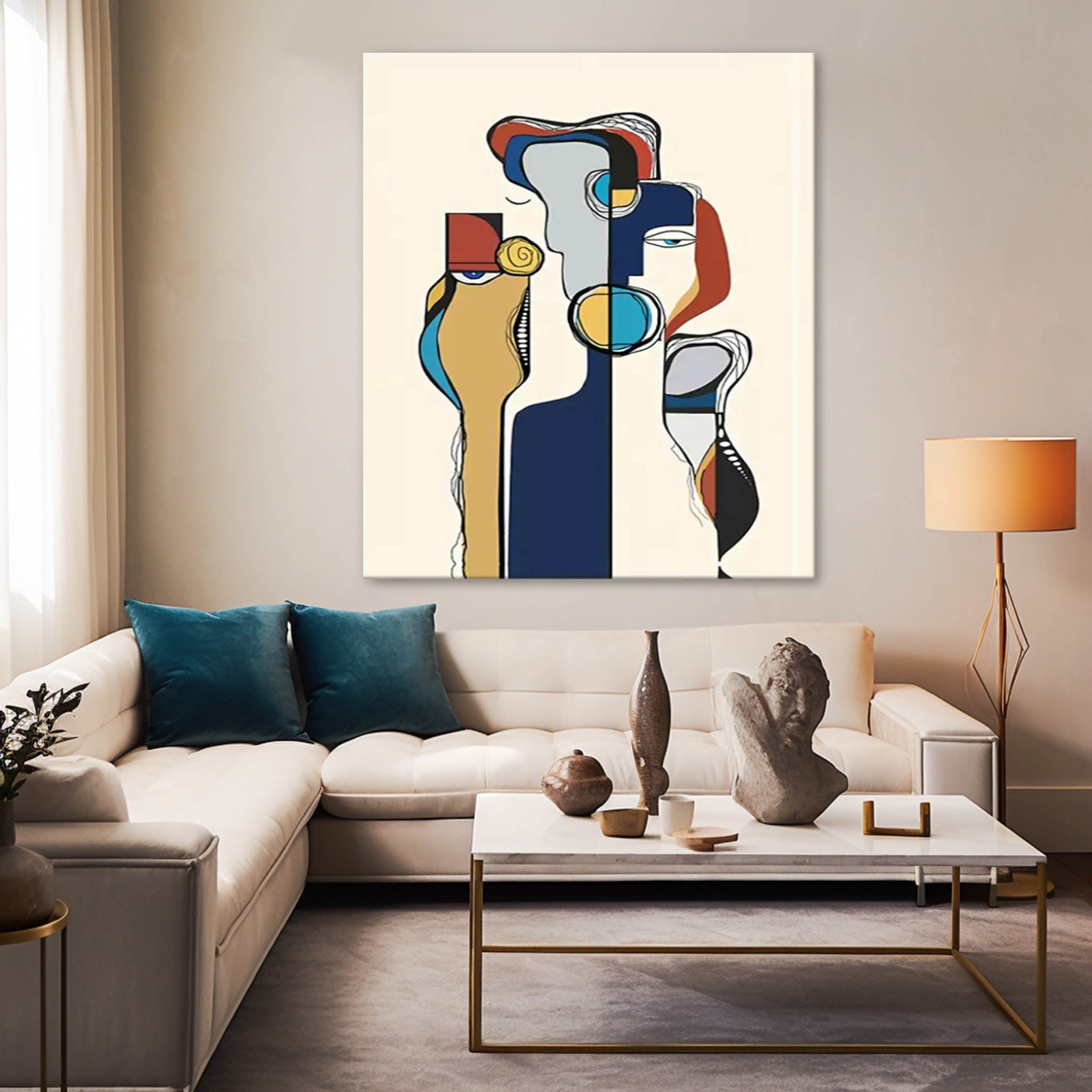 Wall Art Abstract Clean Outline Cartoon