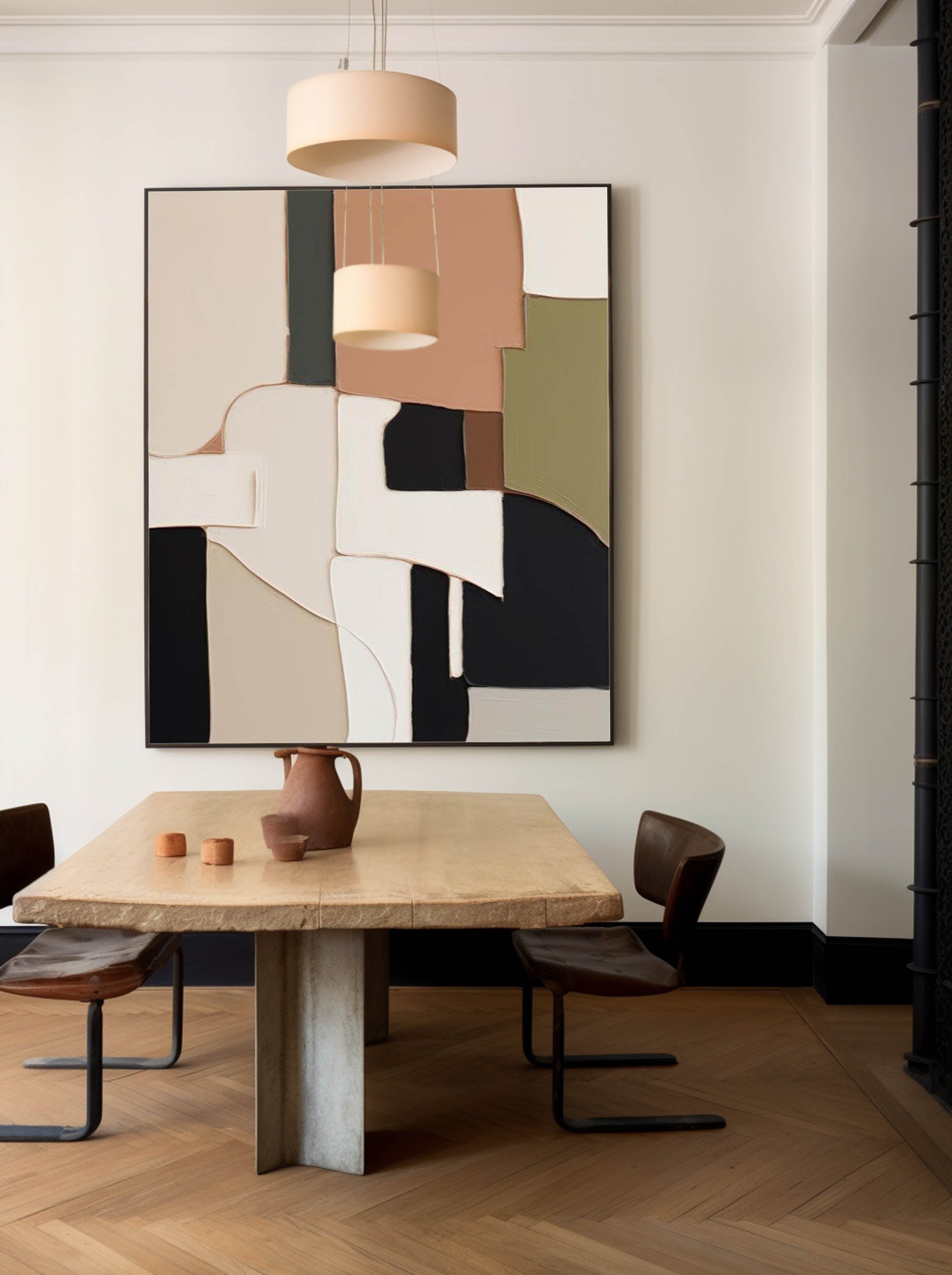 Wall Art Serene Abstract Geometric Block