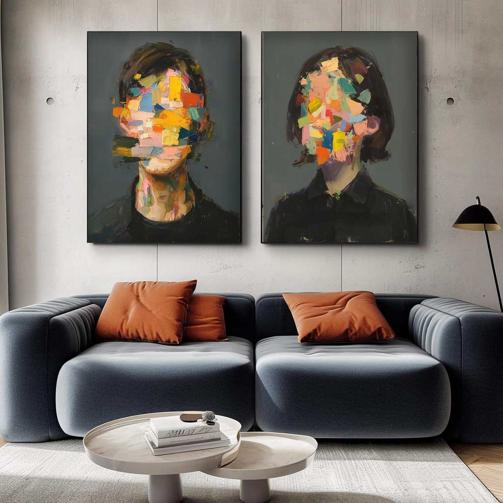 Wall Art Impasto People Color Block Soft